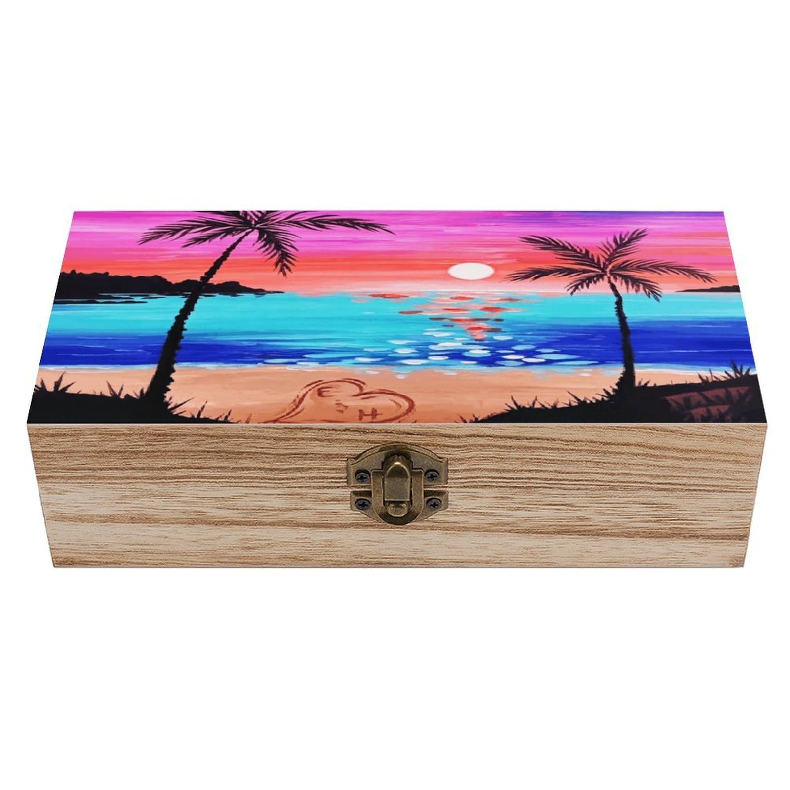 Wooden Storage Box with Hinged Lid Decorative Keepsake Boxes Organizer
