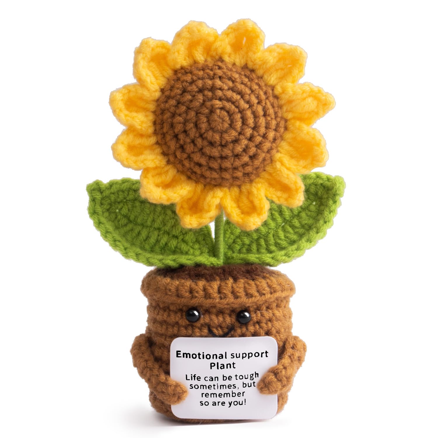 MS ZHENQIAO Handmade Crochet Sunflower - Life is Tough But So Are You - Inspirational Gift for Women (Sunflower, 1-Pack) - main product image