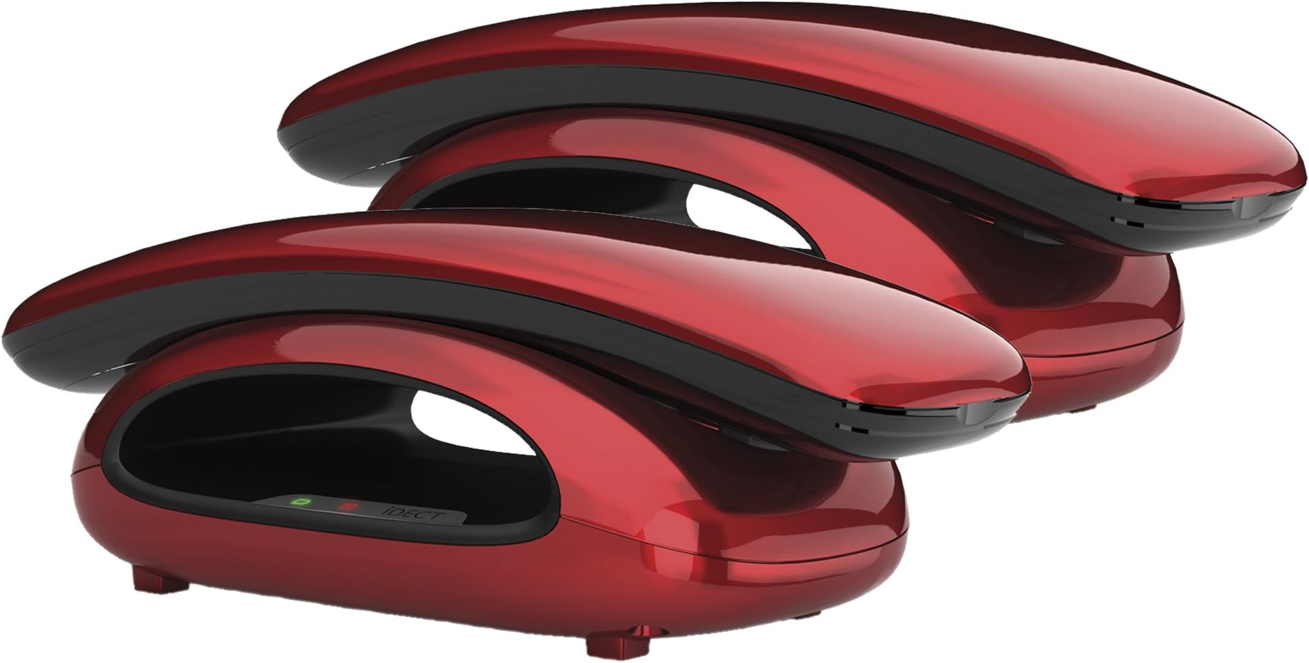 Solo Plus Digital Cordless Phone with Answering Machine, Call Blocker and Two Handsets (Red)