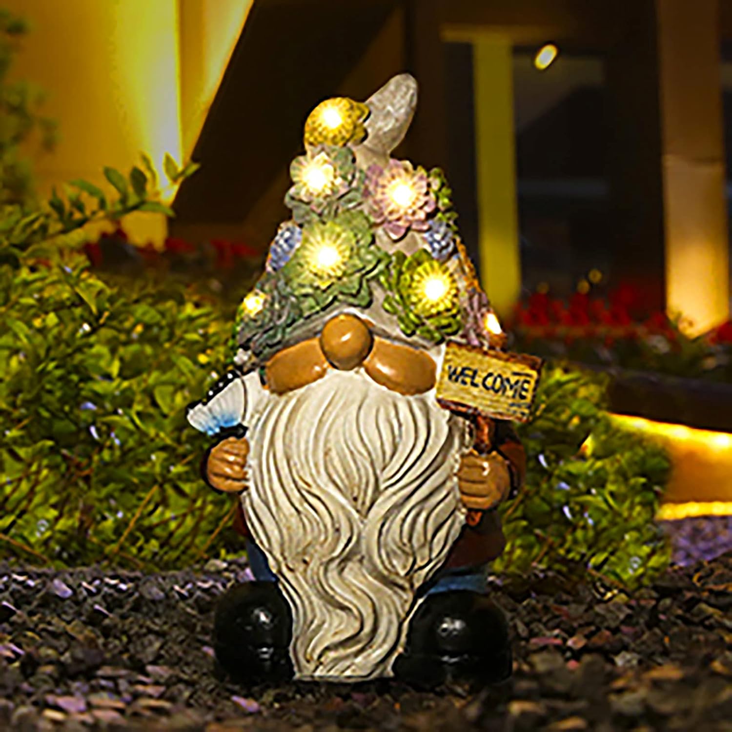 Dimerryi Garden Figurines Outdoor Decor, LED Solar Light Garden Statue, Outdoor Decorations for Patio Yard Lawn Porch : Patio, Lawn & Garden