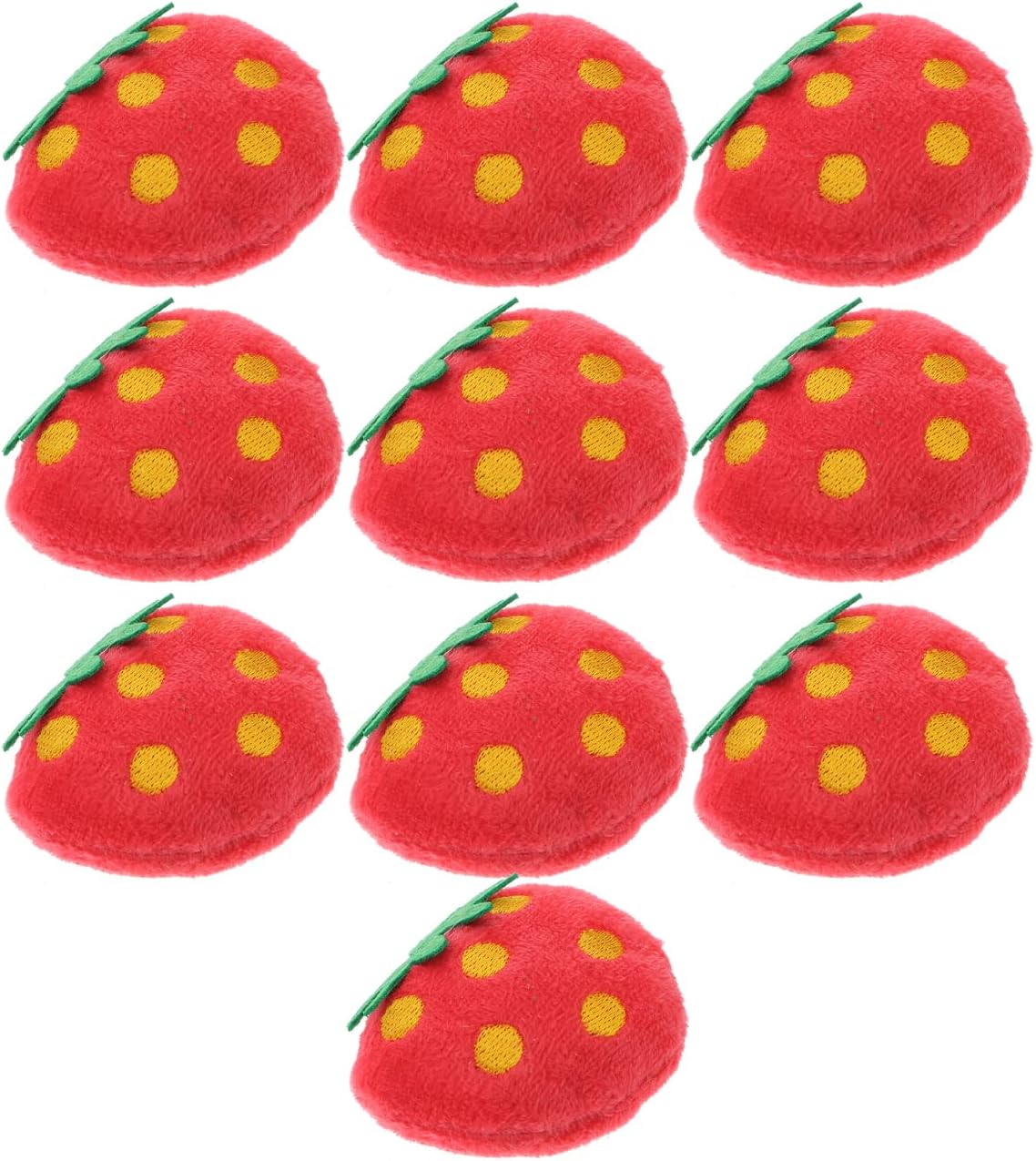 Toddmomy 10 Pack Plush Strawberry Cat Toys 2.16X1.77X0.98In Soft Pet Chew Toys for Indoor Play Interactive Cat Plush Toy Helps Prevent Furniture Damage
