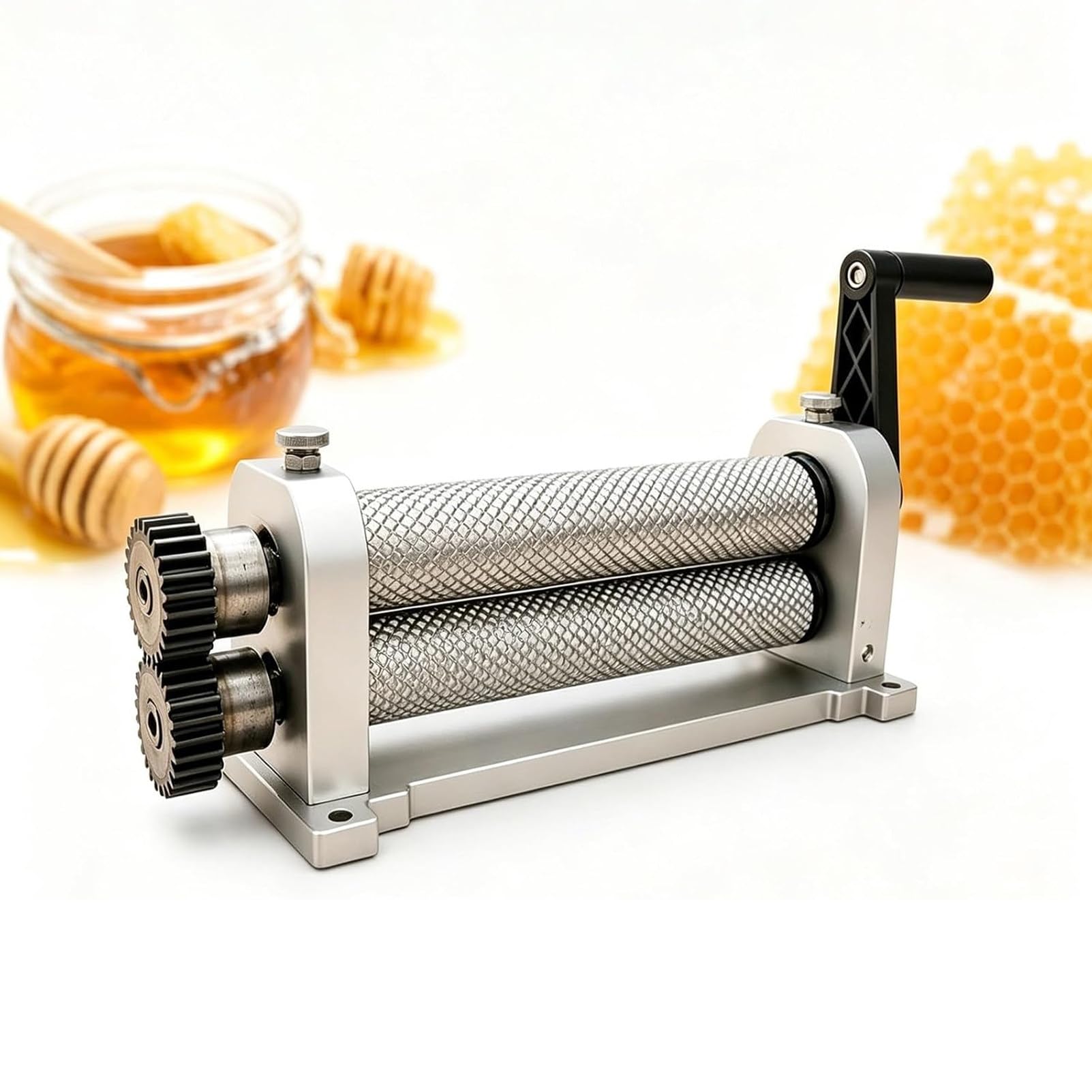 Pnpaea Manual Beeswax Comb Foundation Roller Mill Machine 50 X 280mm Aluminum Alloy Wax Sheet Maker Beekeeping Tool,Cell Size 4.9mm/5.1mm/5.4mm Optional 5.4mmAperture