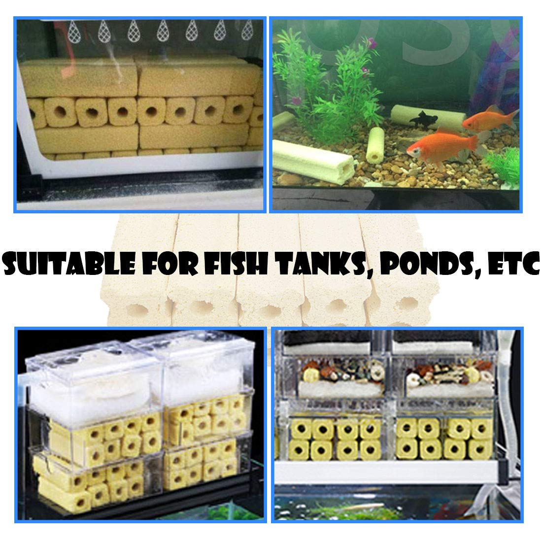 PINVNBY Filtro de acuario Medios de filtración de cerámica para filtro de sumidero, filtro de ducha Bakki, filtro de trucos, acuicultura y estanques Koi (paquete de 20)