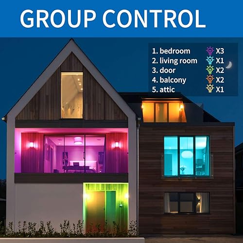 Miniatura 6 de ANWIO Paquete de 4 bombillas inteligentes de 8.5 W (reemplazo de 60 W) A19 E26 bombilla LED funciona con Alexa, Google Assistant, aplicación Smart