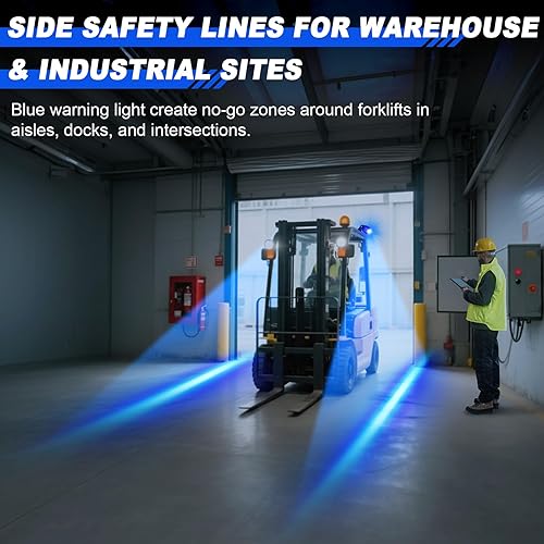 Miniatura 7 de Nueva carretilla elevadora LED luz azul zona lateral luces advertencia almacén zona peatonal camión lámpara de seguridad 30W, DC 12-80V
