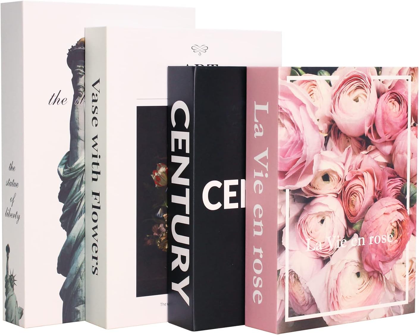 Pink Decorative Books Set for Home Decor,Black and White Fake Books for Bookshelf Decoration,Designer Faux Books for Decoraion,Coffee Table for Living Room Decor (Pink A)