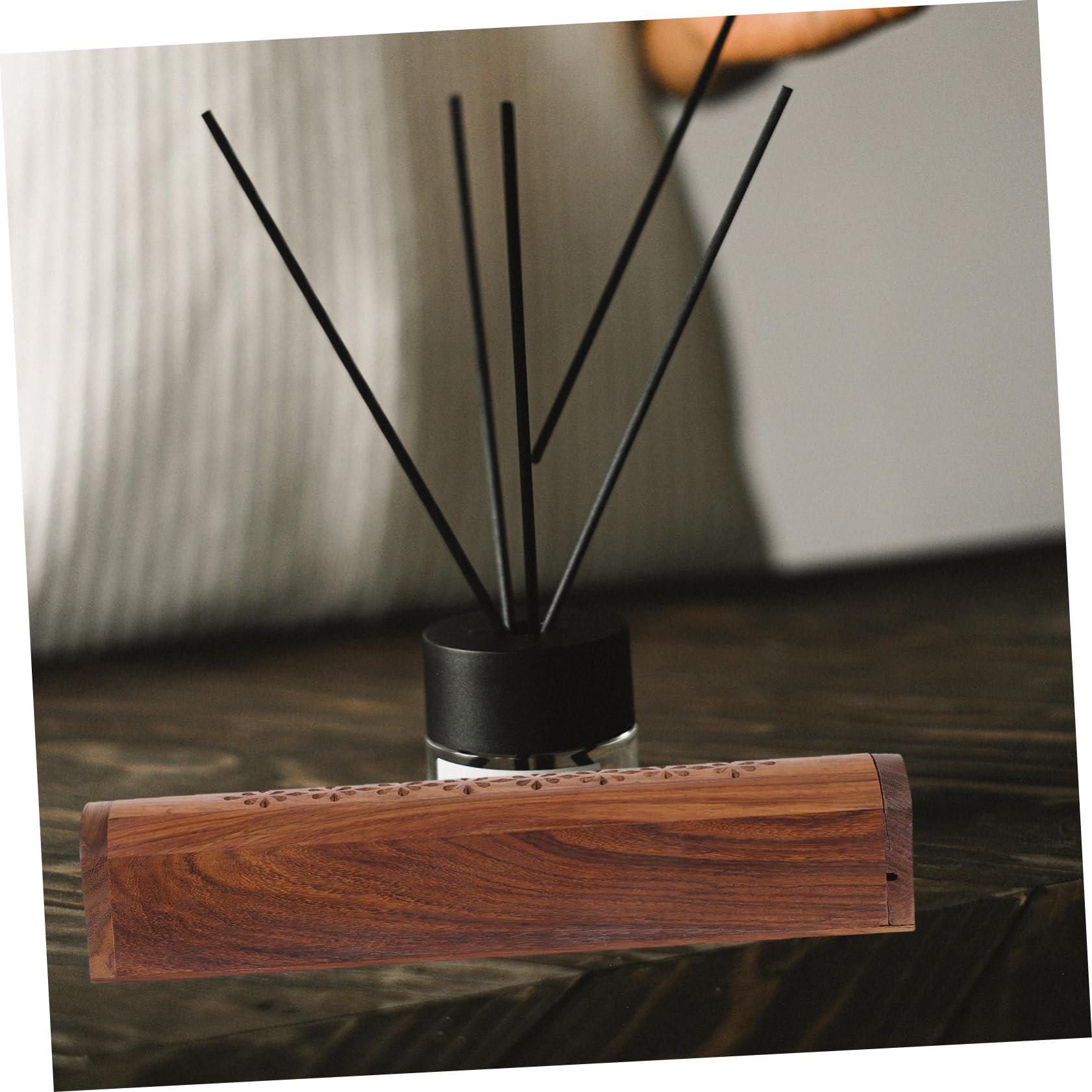 Porta Varillas de Incienso Soporte Delicado de Madera Natural Compacto Hecho a Mano Que Previene la Dispersión de Ceniza para Incienso Adecuado para Oficina y Meditación