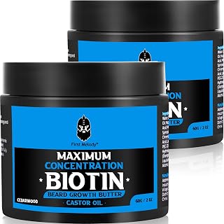 Beard Butter,Maximum Concentration Biotin,with Castor Oil and Argan & Jojoba Oils, Promotes Beard Growth, Styles, Strengthens & Softens Beards ,Unruly Beards While Relieving Itch,2 Ounce*2(2 Pack)