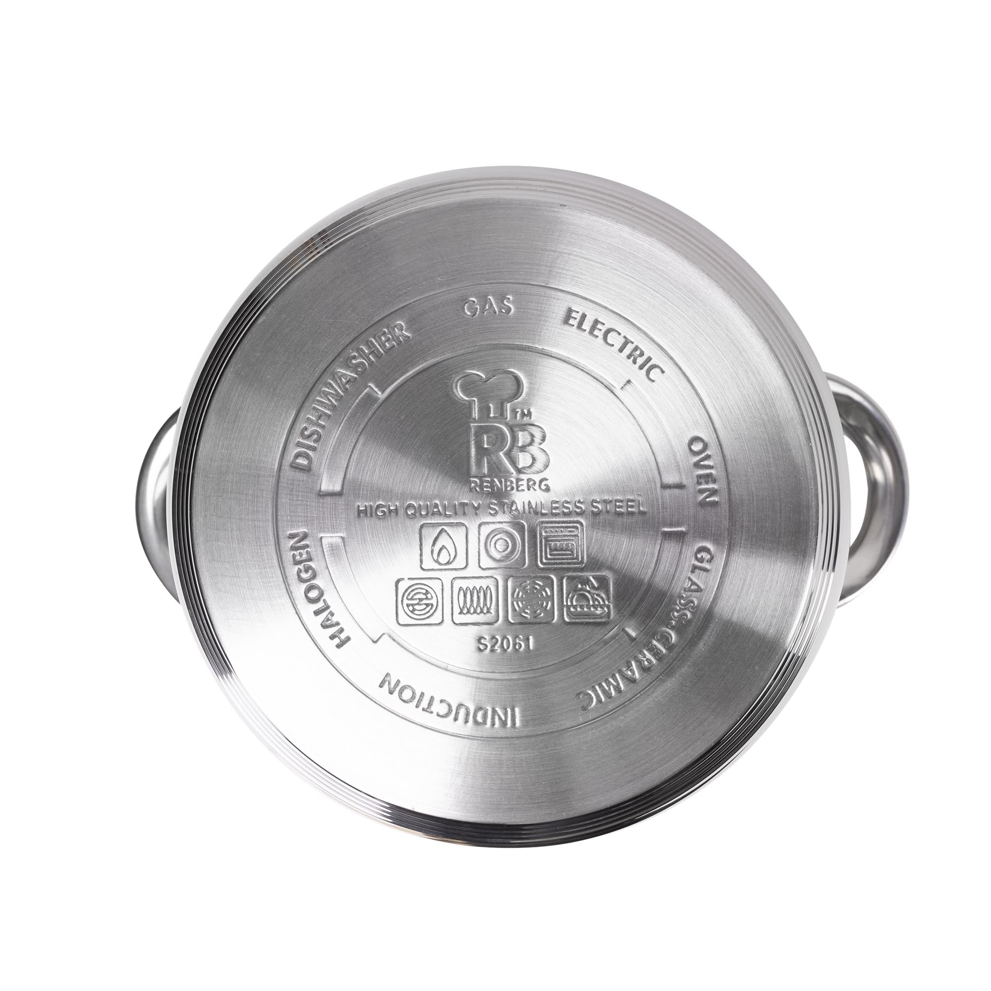 Renberg BATERÍA 8PCS, Acero Inoxidable, Silver, 4 L