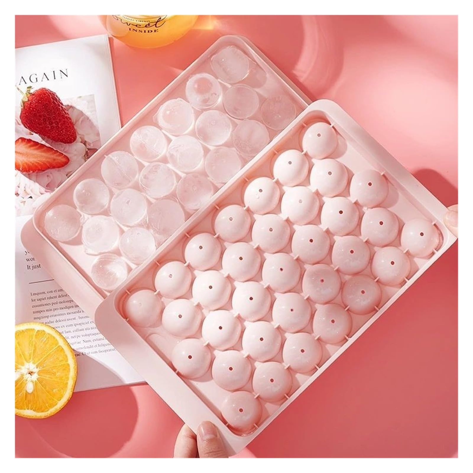 Bandeja de Cubitos de Hielo Redondo Colorido Rombo Caja de moldes de Hielo Bandeja Fabricante de Cubos Formas de moldes de plástico PP Molde de Grado alimenticio Accesorios de Cocina Gadgets (Color :