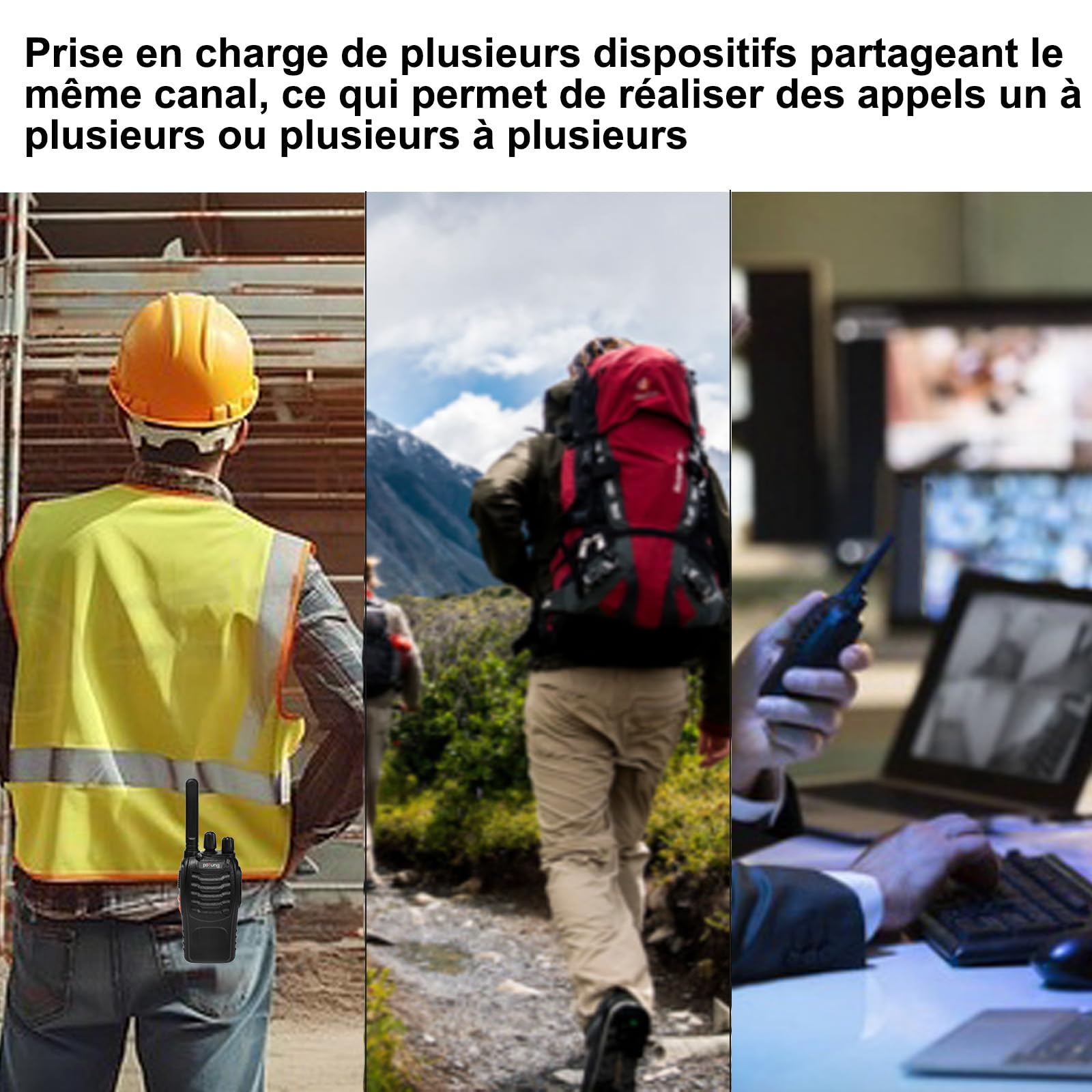 PT88E Talkie Walkie Professionnel, Chargeur à 6 Voies, PMR446 VOX Longue Portée Talkie Walkie pour Restaurant Hôtel Hospitalité École (6 pièces, Oreillette)
