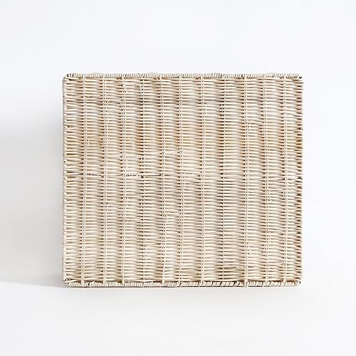 Miniatura 6 de Cesta festoneada dividida de ratán, cesta de mimbre para pañales festoneada, cesta tejida natural con 4 divisores, adecuada para habitaciones