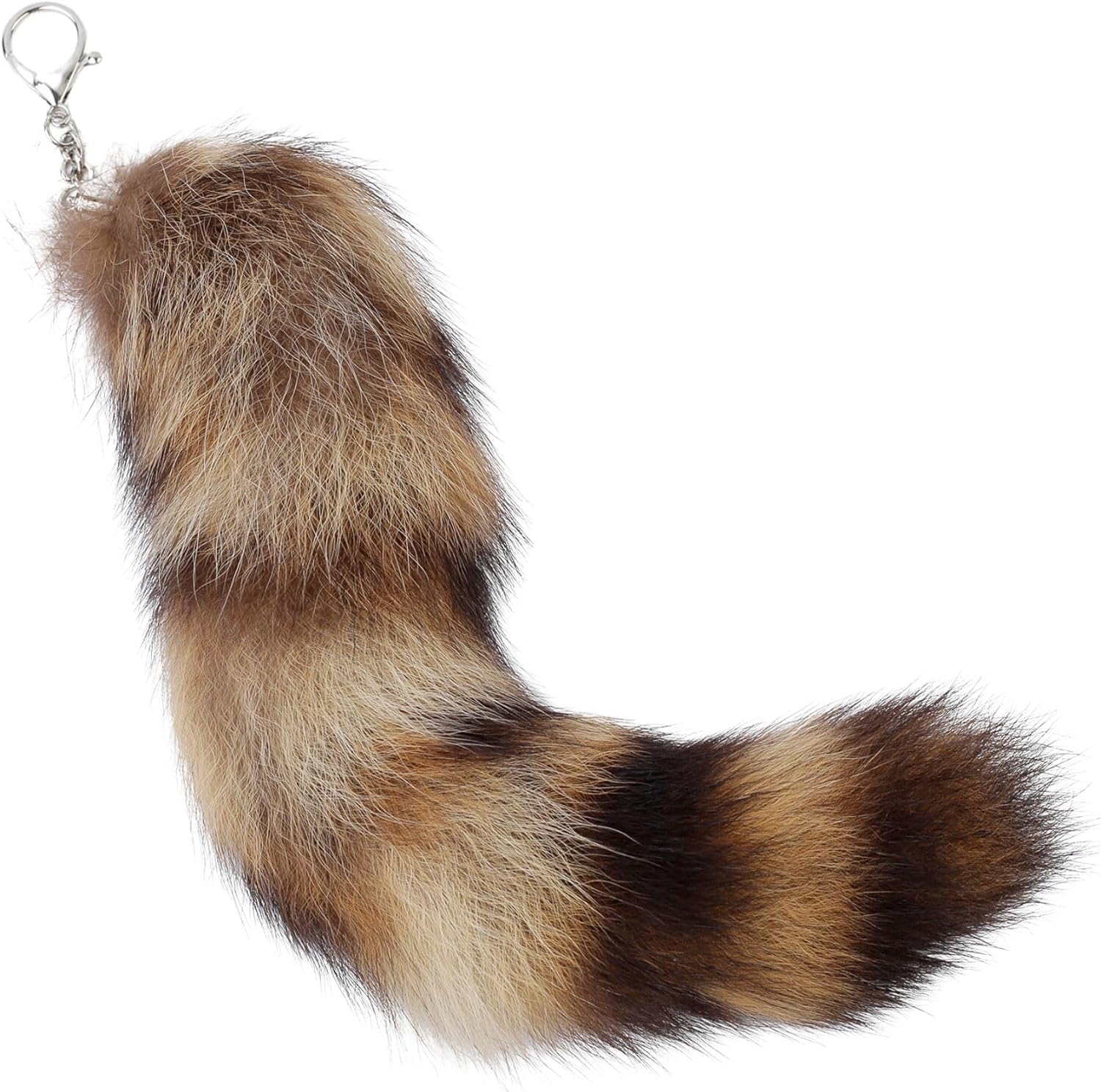 Raccoon Tail Keychain, Real Fur, Soft Key Ring, Gift for Fox Wolf Cosplay, Fairy Costumes, Coat & Hat Accessories, 30cm