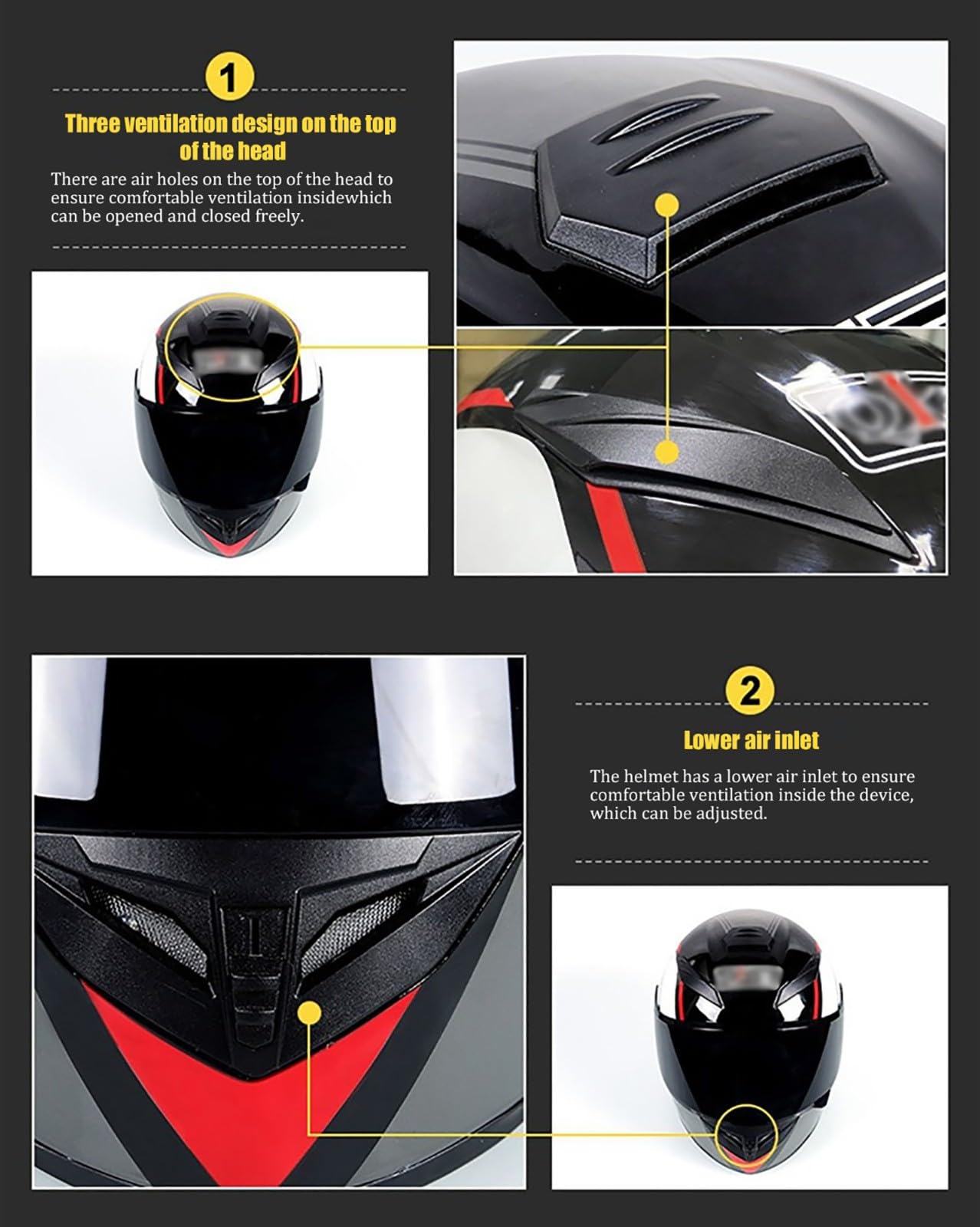 Casco Integrale, Casco Da Moto Certificato ECE 22.06 E Casco Da Scooter Con Doppia Visiera Per Donna, Uomo E Adulto, Casco Da Moto, Visiera Trasparente, Nero A2,S/(53~54cm)