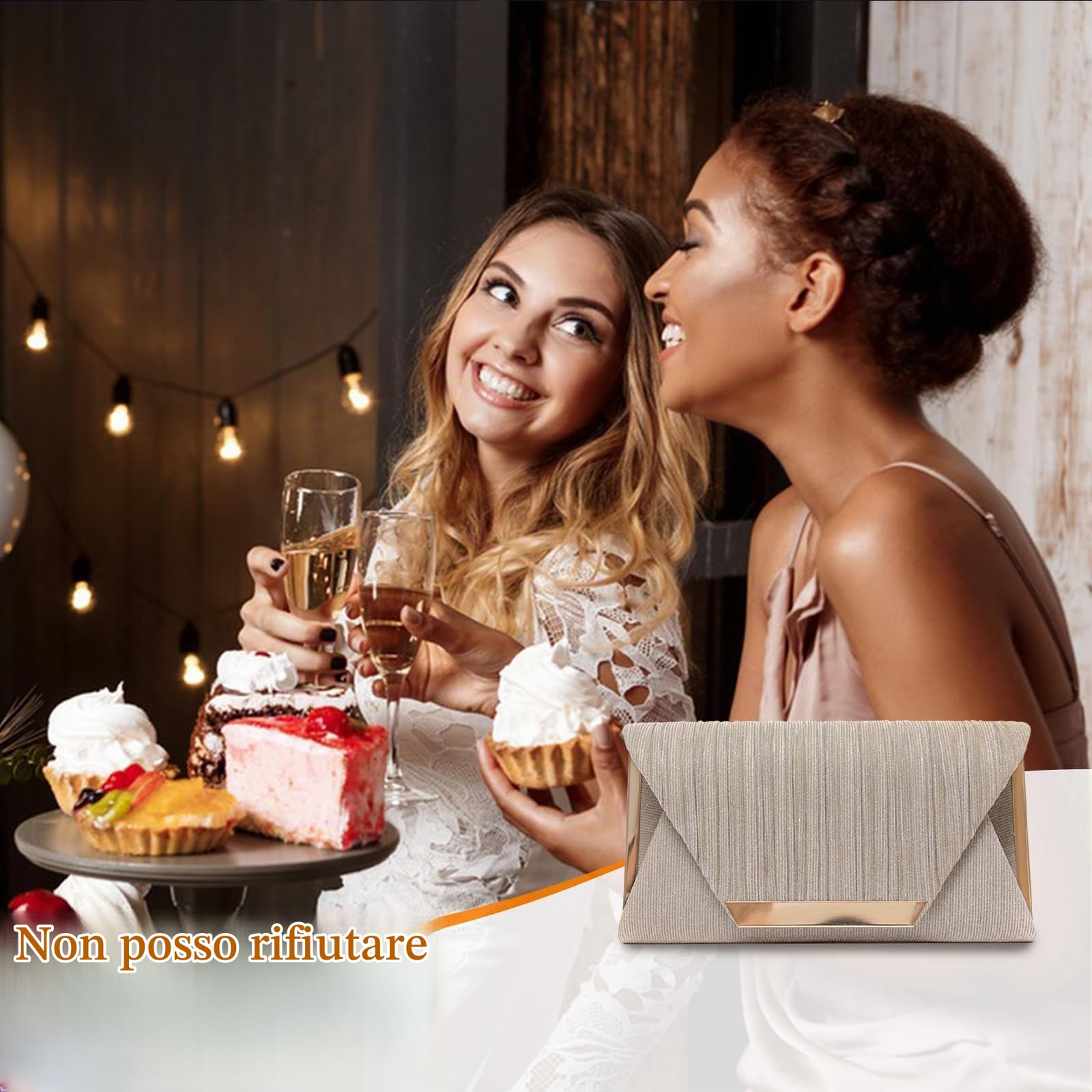 Clutch Bag con Paillettes Borsetta da Sera Donna Borsa Sposa Bling Borsa a Spalla Pochette Piccolo con Catena Elegante Borse Messenger Borsa a Tracolla per Cerimonia Festa Ballo Cocktail Oro