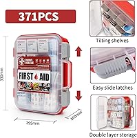 Vista 2 de RHINO RESCUE OSHA - Kit de primeros auxilios multiusos de 371 piezas, suministros médicos profesionales para el hogar y la oficina, ideal