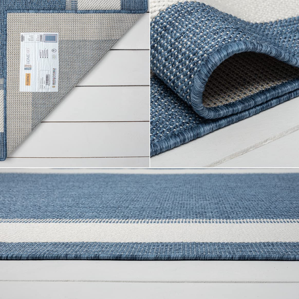 HomeArt Outdoor Rugs | Easy-Cleaning Indoor & Outdoor Area Rugs for Porch, Deck, Balcony, Garden, Picnic, Kitchen, Hallway | UV & Weather-Resistant Large Patio Rug Mats | Anthracite Cream 200 x 290 cm — view 422