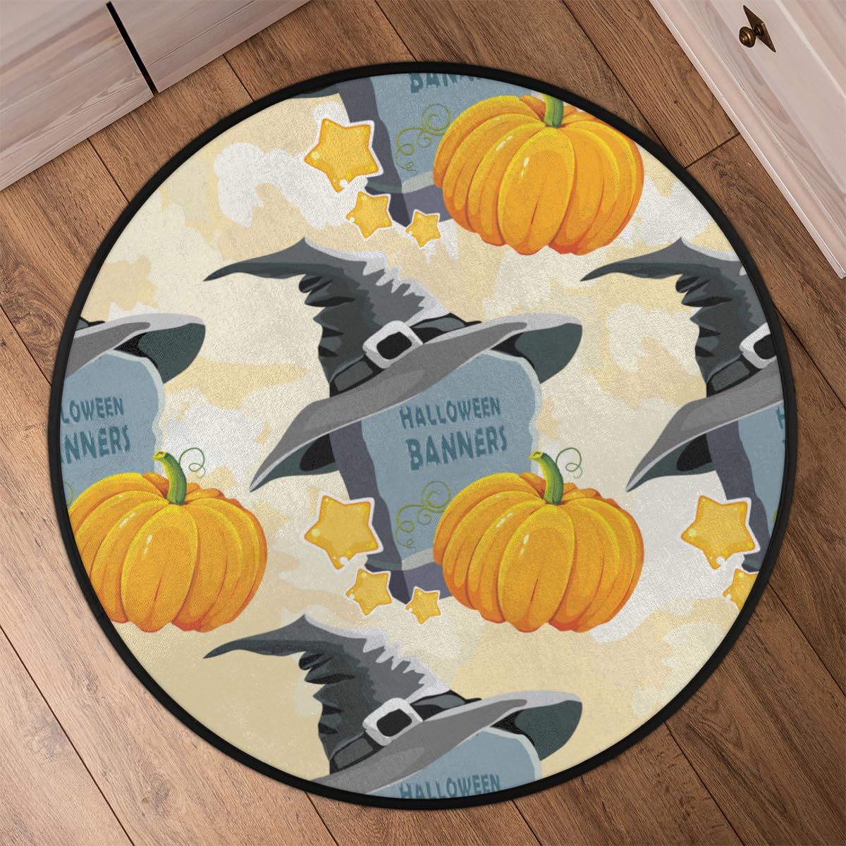 Halloween dynia nagrobek okrągły dywan 150 cm okrągły dywanik miękki antypoślizgowy zmywalny wewnętrzna mata podłogowa ultracienki dywan dekoracyjny do przedpokoju, sypialni, łazienki, salonu