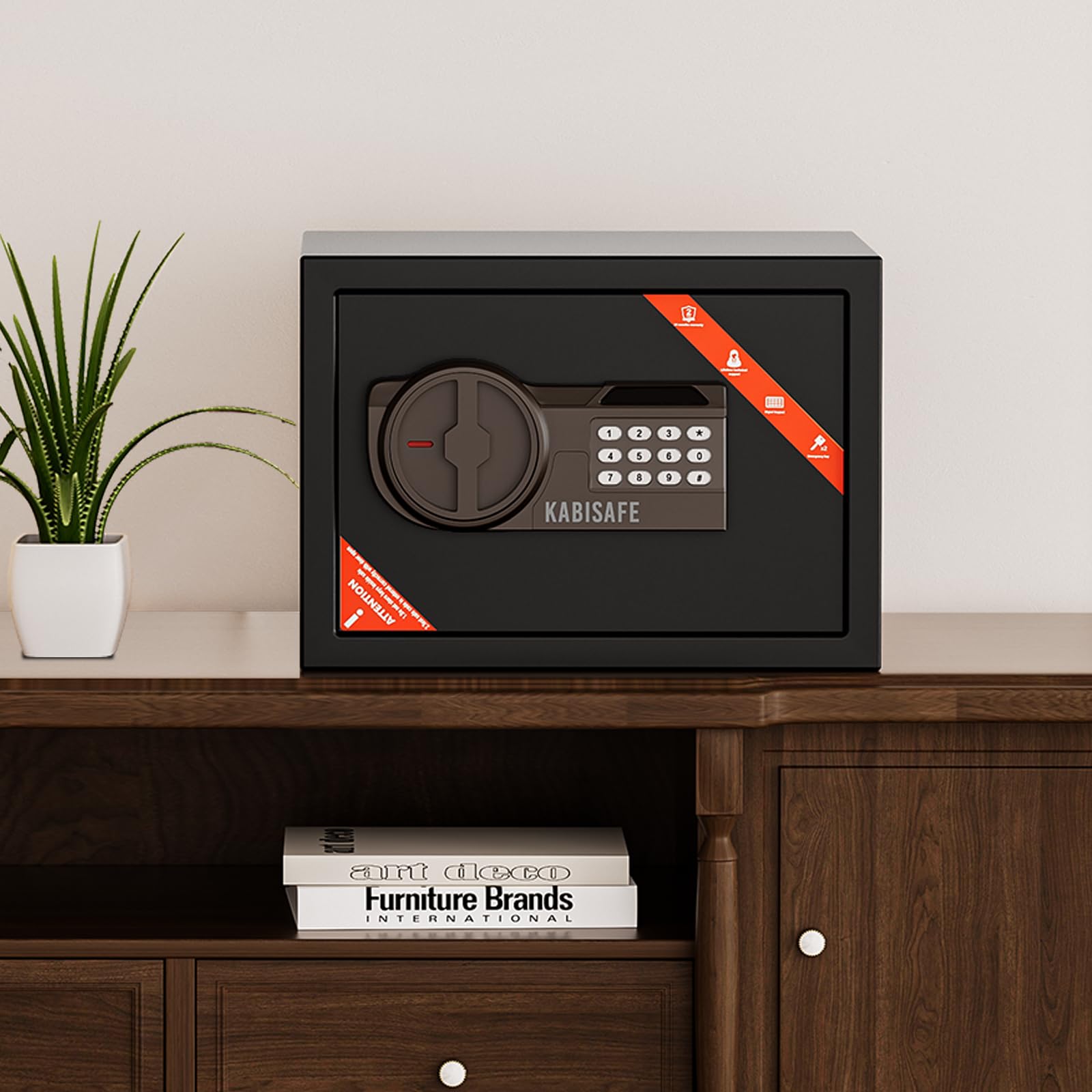 Caja Fuerte Digital con Combinación, Caja Fuerte para Muebles con Cerradura de Llave y Alarma, Caja Fuerte Segura para Casa con Estante Extraíble para Joyas, Dinero en Efectivo y Documentos