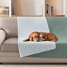 BellaHills Waterproof Sofa Cover Animals 132 x 208 cm – Resistant Anti-Scratch Fabric – Light Green