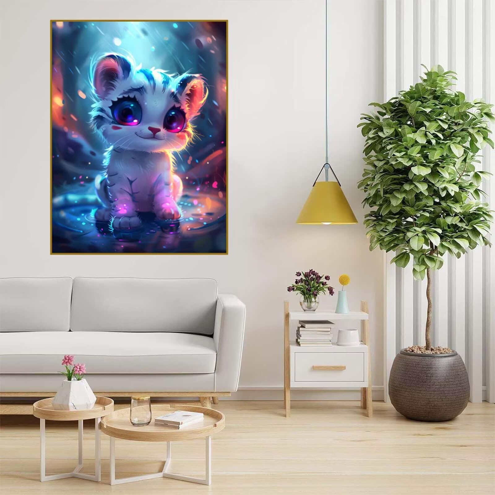 Diamond Painting Tier Malen Nach Zahlen Erwachsene, 5D Diamant Painting Bilder Tiger Diamond-painting Mosaikherstellung Bastelset Kinder ab 6 Jahre, Deko Wohnzimmer, Mädchen Geschenke 70x100cm 6X-707