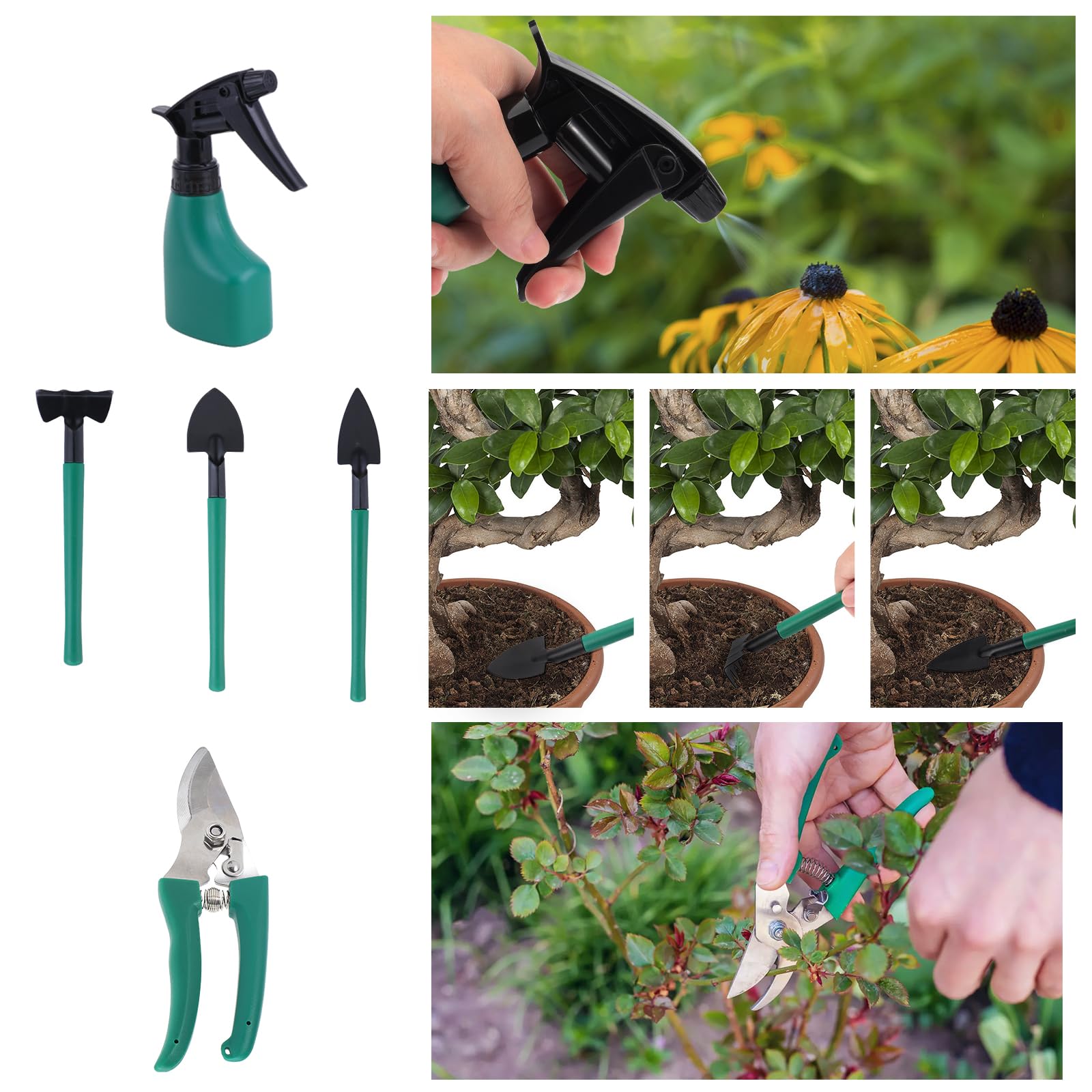 11PCS Kit di Attrezzi da Giardinaggio con i Guanti da Giardinaggio, Set di Attrezzi da Giardino con Custodia per Il Trasporto, Regalo da Giardino per Donna, Genitori, Giardinier