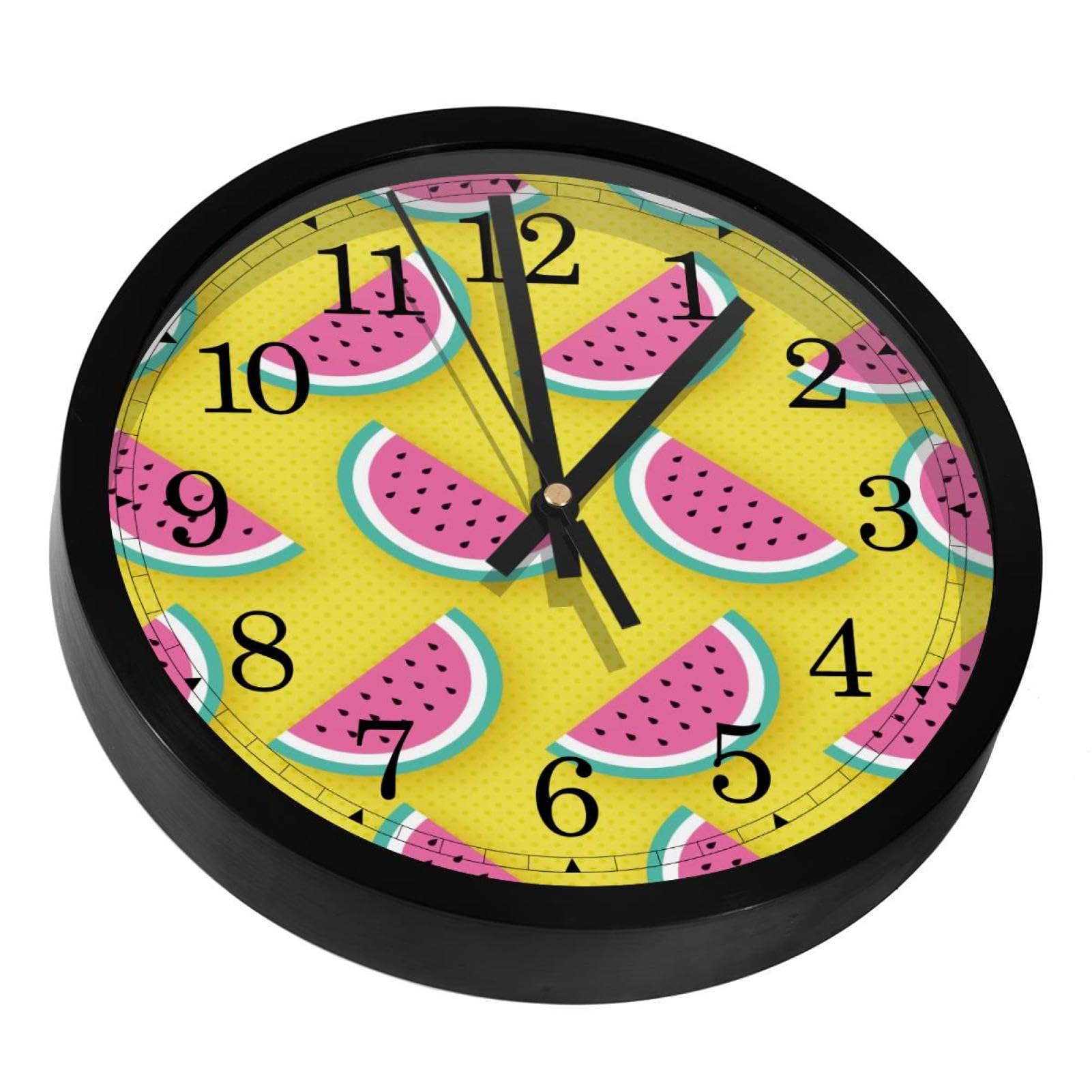 Horloge murale de décoration d'intérieur au design épuré et fond jaune moderne
