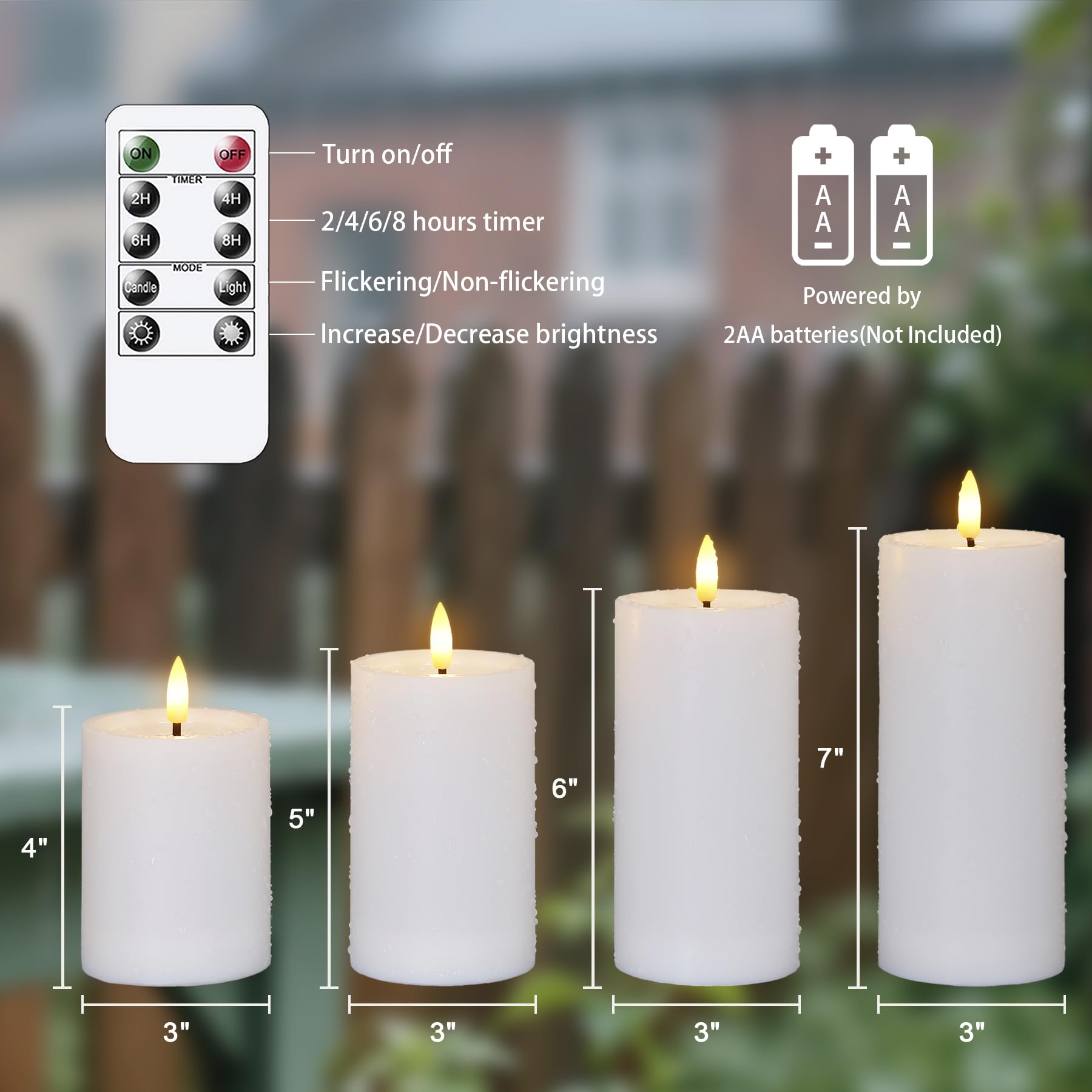 Pack De 4 Velas LED Impermeables Sin Llama - Con Mando A Distancia, Temporizador Y Efecto Cera Parpadeante, Ideal Para Exterior