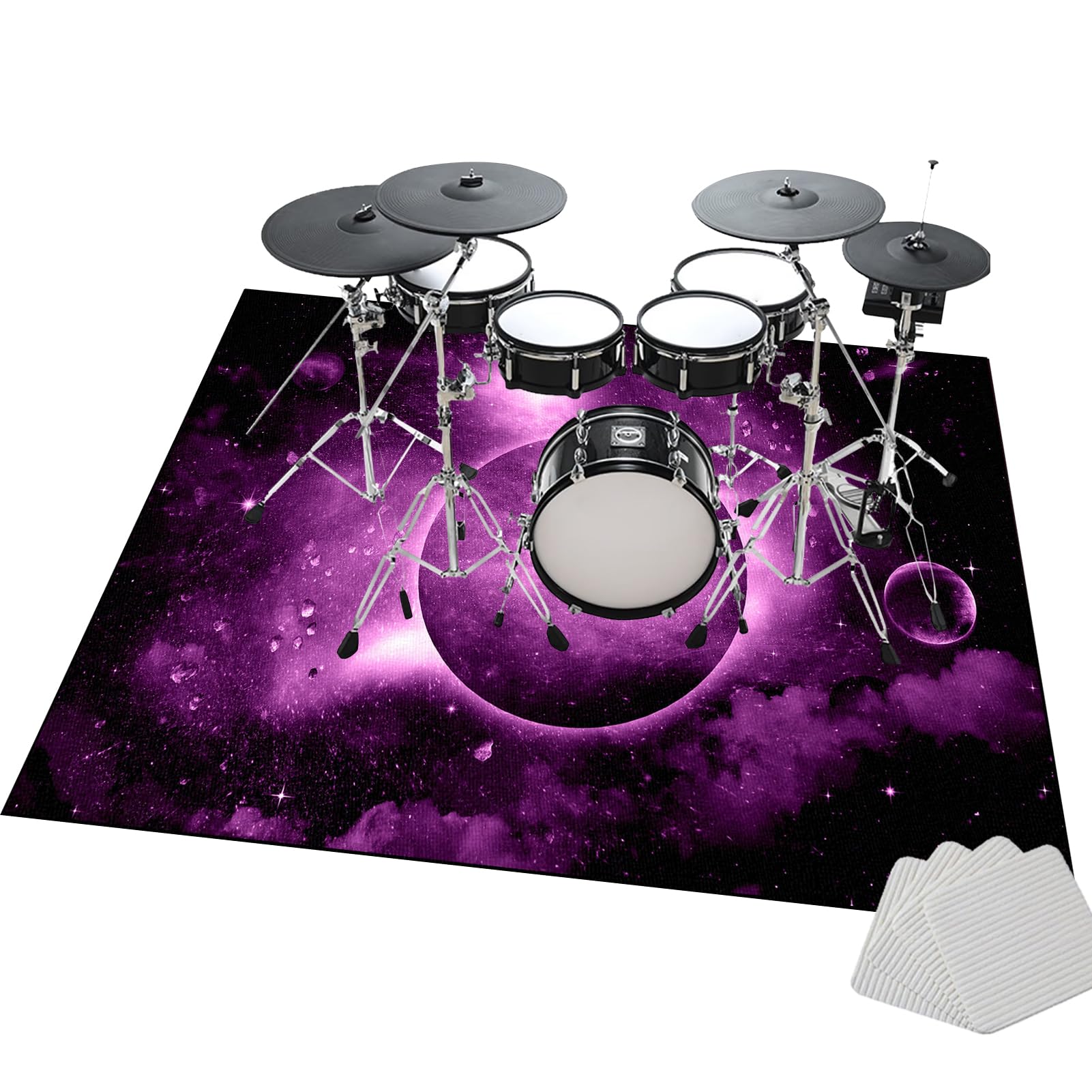 Tappeto per Batteria Insonorizzato, Tappeto Professionale per Batteria e Strumenti a Percussione Elettronici per Grancassa Rullante e Altri Strumenti, Tappetino per Batteria Acustica 230 x 200 cm
