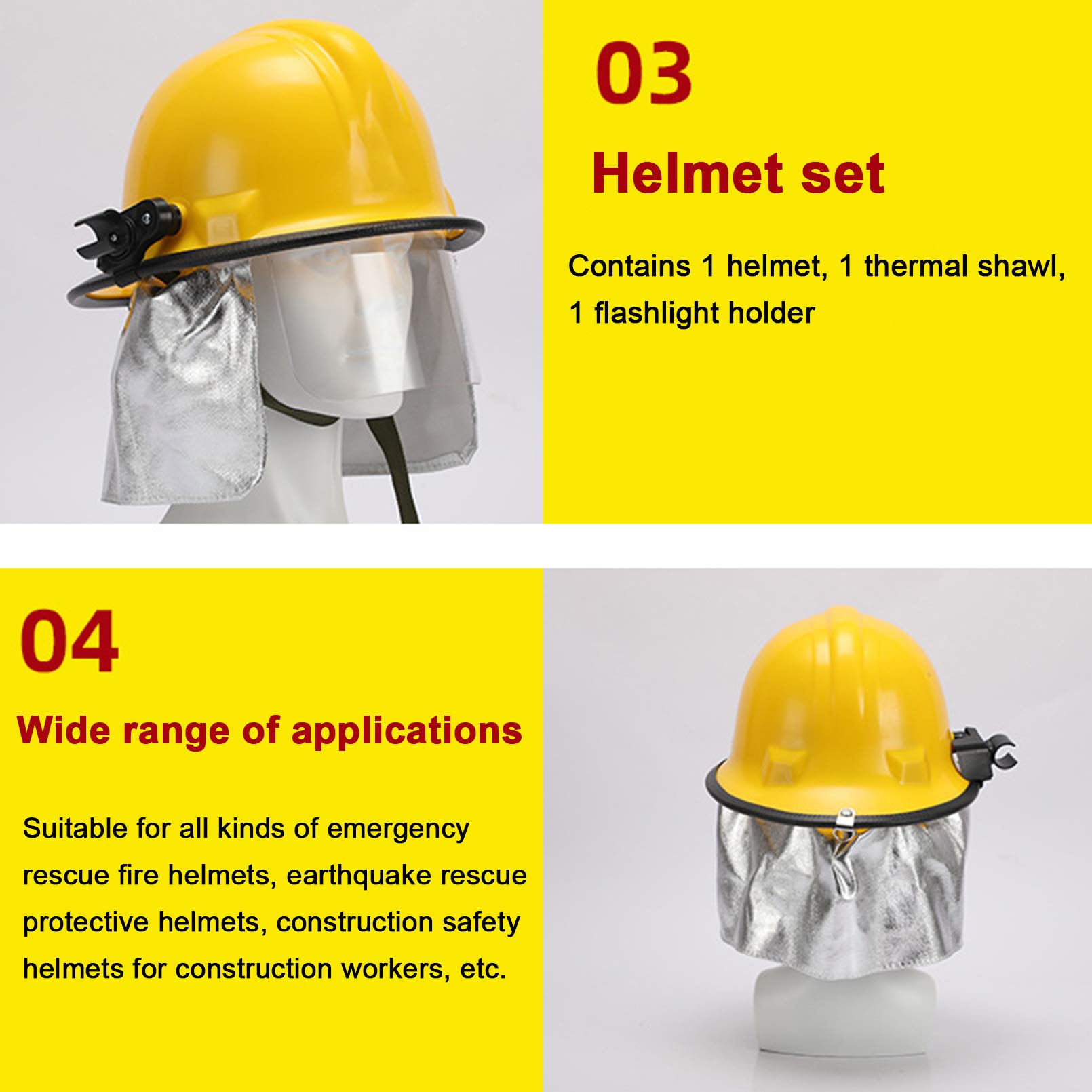 Casco de rescate de incendios para exteriores Casco de obra civil, ABS engrosado Protección anti-rotura Casco de rescate de terremotos con pantalla protectora y linterna reflectante