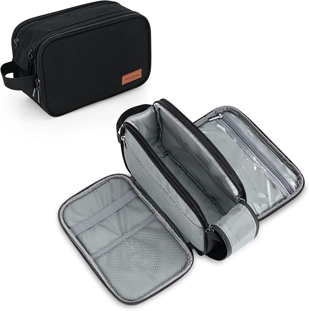 Wedama Toiletry Bag for Men, Handheld Travel Toiletry Bag, Waterproof Travel Bag for Toiletries, Thickened Polyester Travel Dopp Kit, Toiletries Bag for Travel Business Trips and Camping, Black