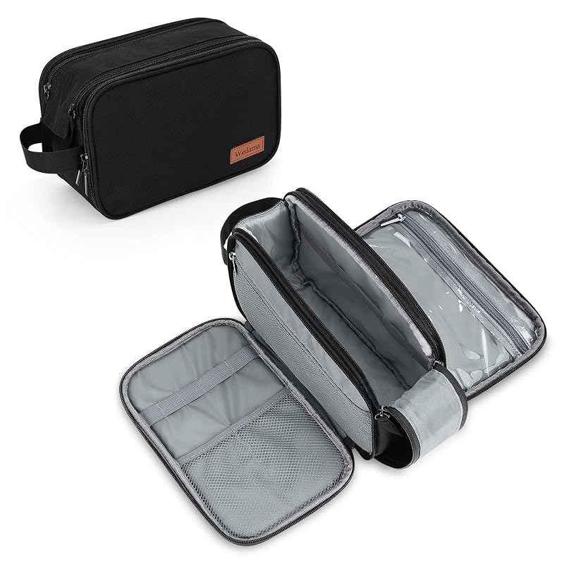 Necessaire Wedama para viagem, preta, com 3 compartimentos