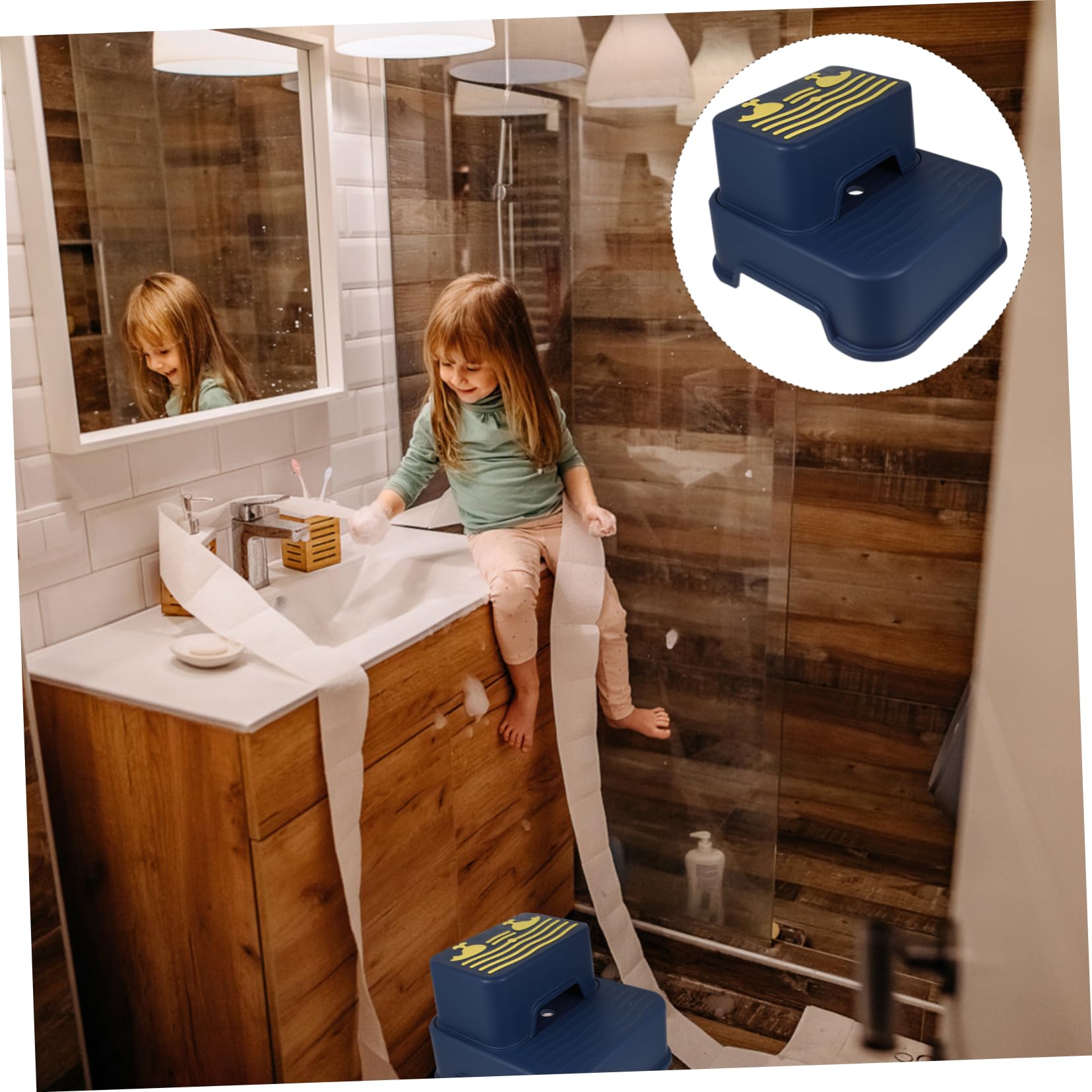 Toyvian Taburete De Escalón Infantil De Taburete para Lavabo De Plástico Laven Las Manos Aseen El Baño