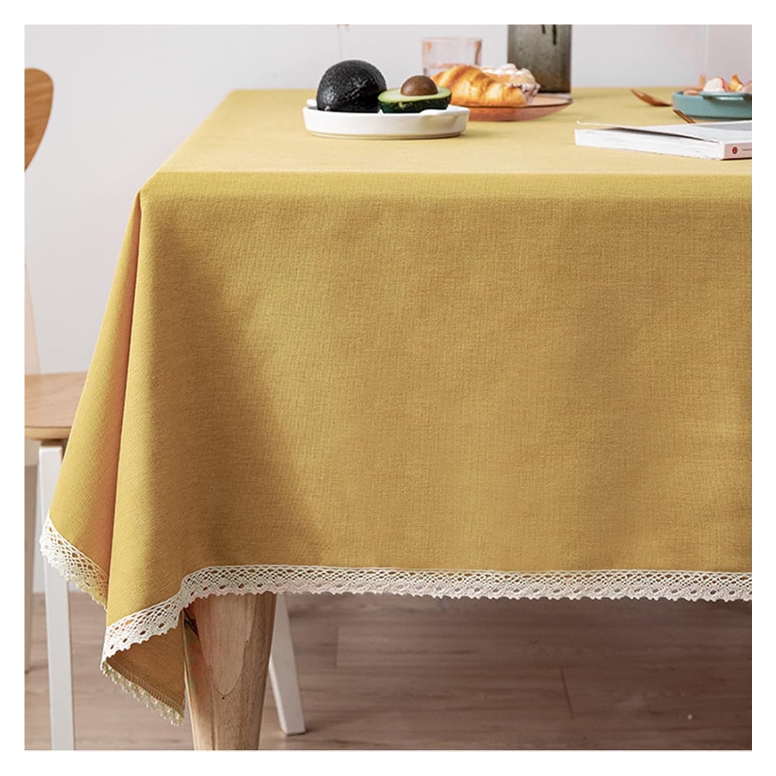 Nappe pour cuisine et salle à manger jaune infroissable 140x200cm