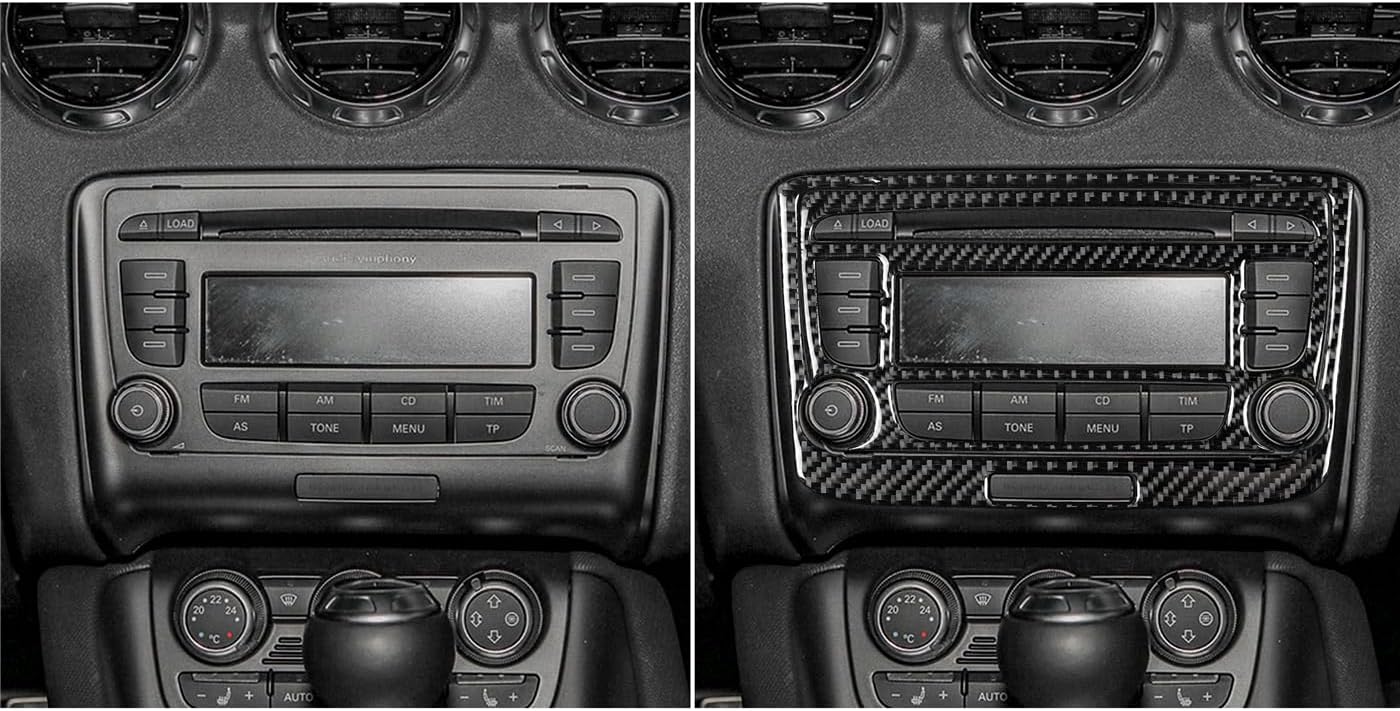 TT 8N 8J MK123 TTRS 2008-2014 Compatible with Car Interior Self Adhesive Dashboard Decal Carbon Fiber Black Sticker A41 (Air Conditioning Panel Type B)