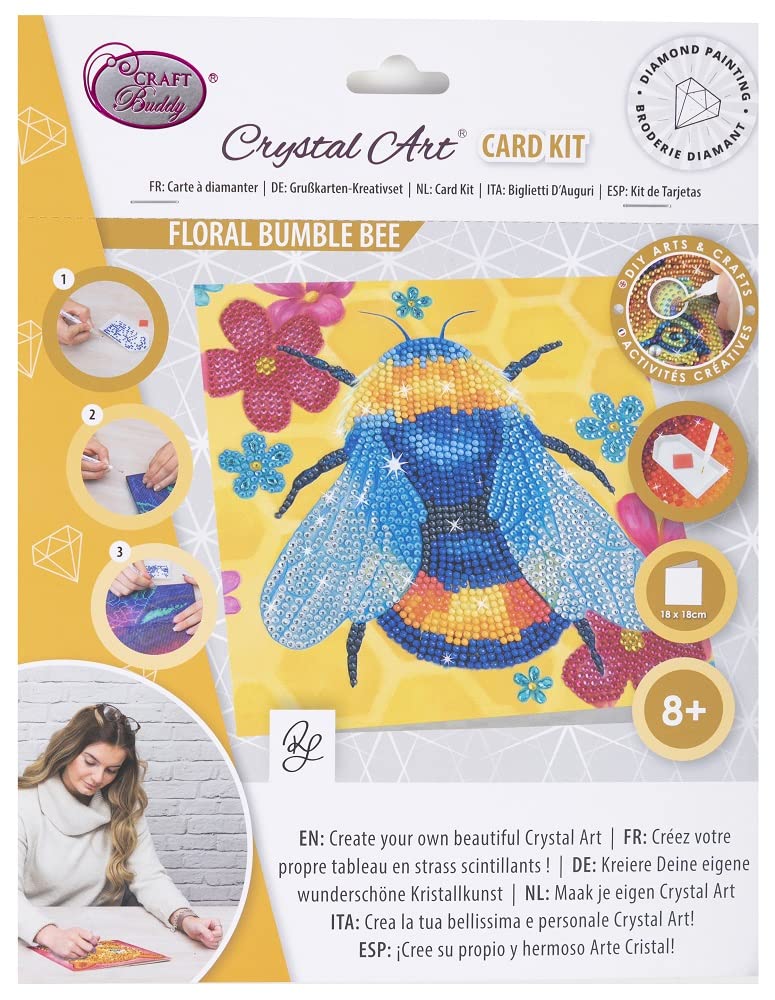 Craft Buddy DIY Crystal Art / Diamond Painting Greetings Card Kit - Floral Bumble Bee