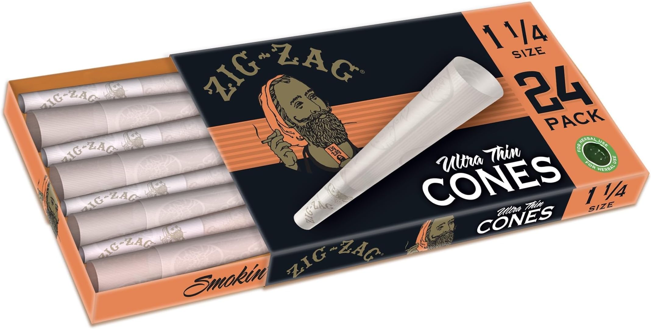 Pre Rolled Cones 1 1/4 Size Ultra Thin 24-Count Packs - Pre Rolled Cones with Tips & Packing Tubes Included (1-Pack (24 Cones))
