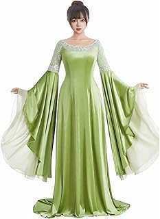 Medieval Coronation Dress Velvet Medieval Renaissance Costume with Flowy Chiffon Bell Sleeves Lace Trim