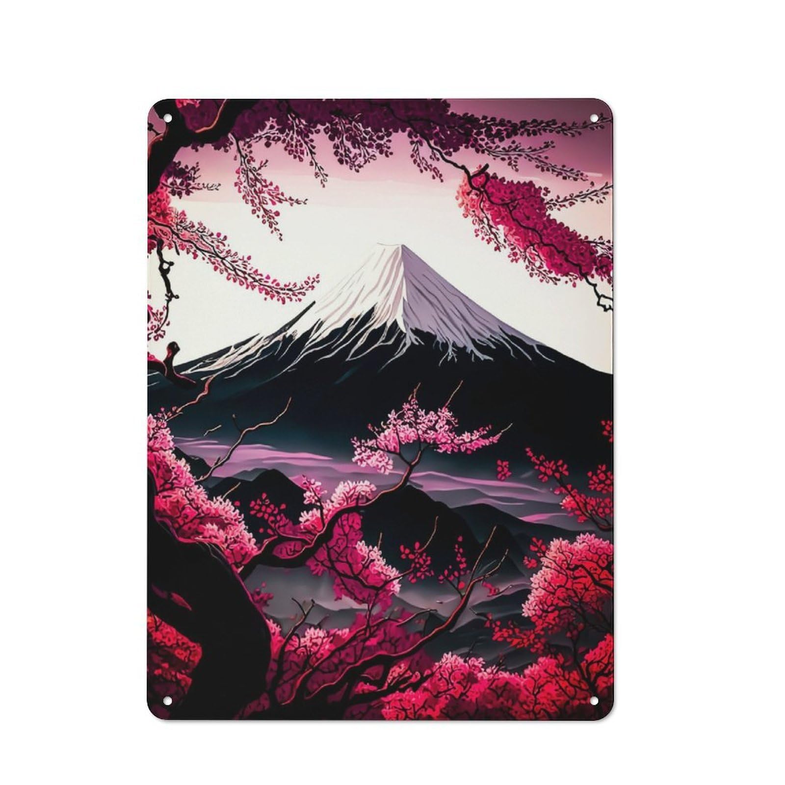 Junmoney Landcapes Sakura Japan For Garden Room Or Summerhouse, Retro Metal Sign 40X30cm, For Metal Sign Collectors, For Vintage Wall Decor Fans