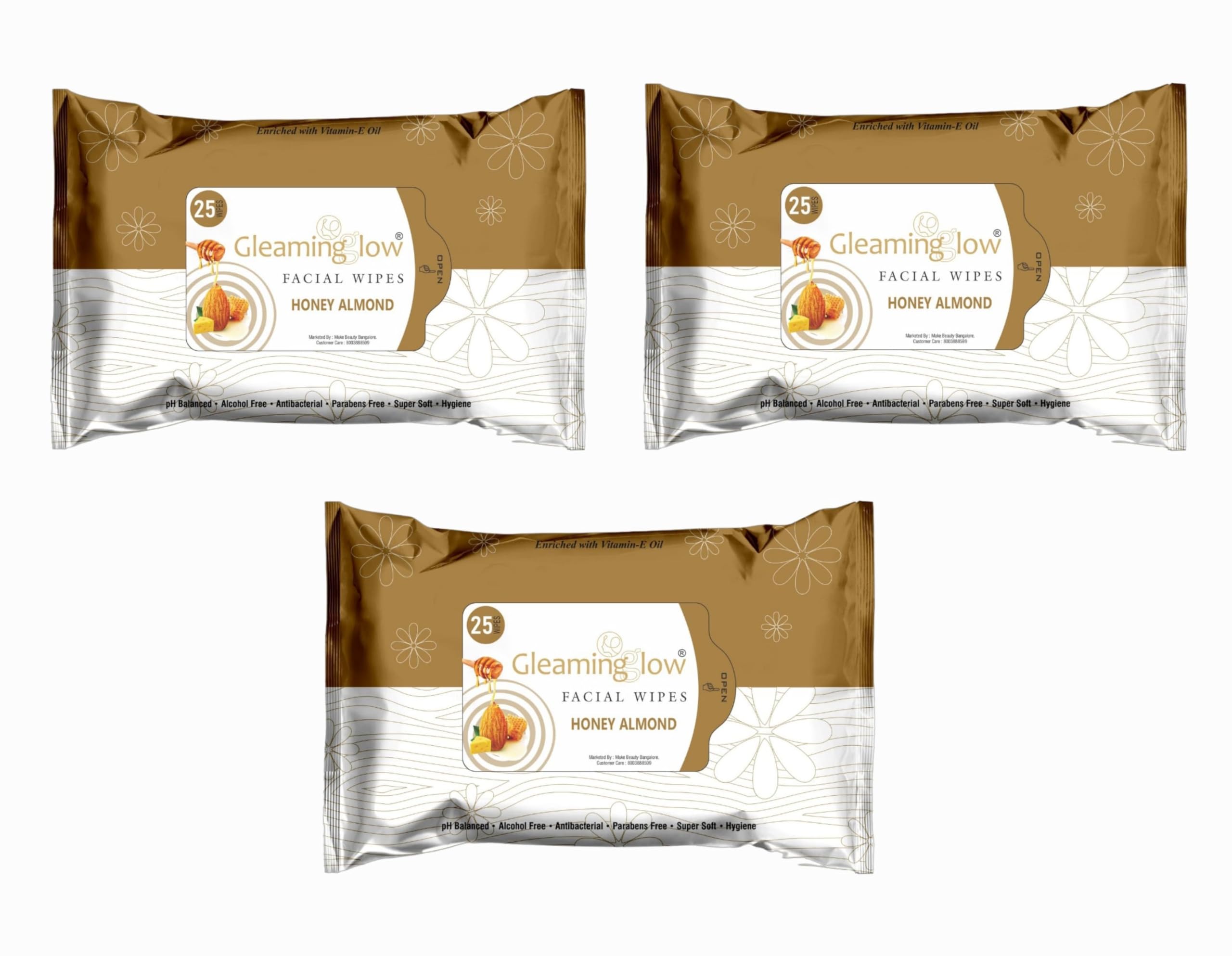 Honey Almond Face Wipes for Unisex - 25 Pulls (each), Pack of 3-image-42