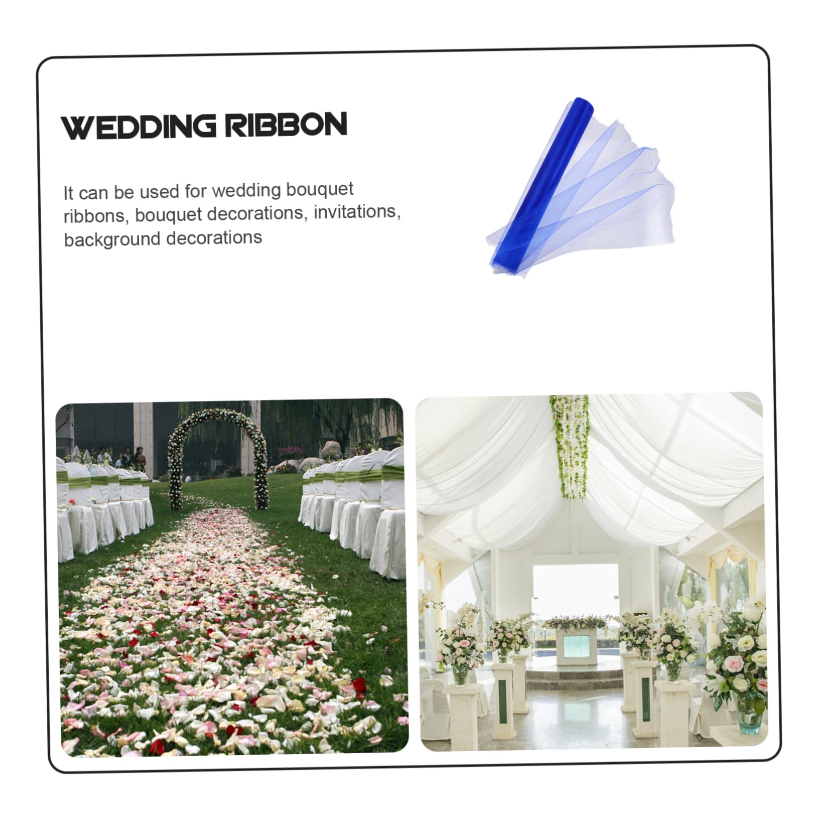 TEHAUX 1 Roll Saman Sheer Yarn Wedding Layout Gauze Party Gauze Ribbon Tulle Wedding Dress Gauze Tutu Spool Glittered Decorative Gauze Ribbon Nativity Decor Hand Decor Organza Ribbon Blue