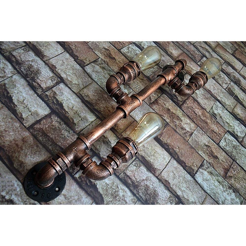 Lámpara de pared de 3 luces para interiores, industrial, retro, steampunk, E27, hecha a mano, diseño de bricolaje, lámpara de pared de tubería de agua de hierro forjado para sala de estar, dormitorio,