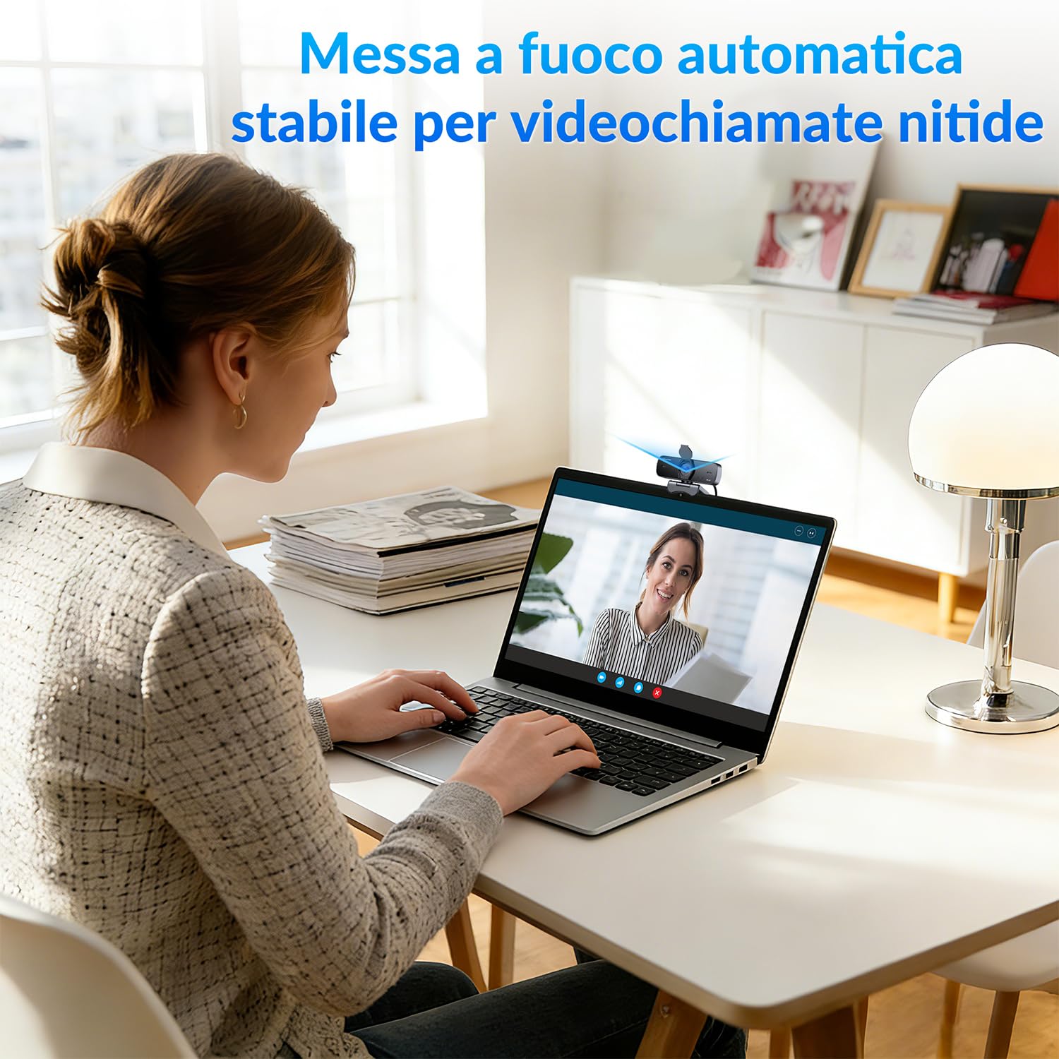 Webcam 4K per PC, 4K UHD 1/2.55" Sensore Sony, Auto Focus, Copertura Privacy e Treppiede, Doppio Microfono con Cancellazione del Rumore, Plug&Play, 77° FOV, Webcam per Streaming, Videochiamate