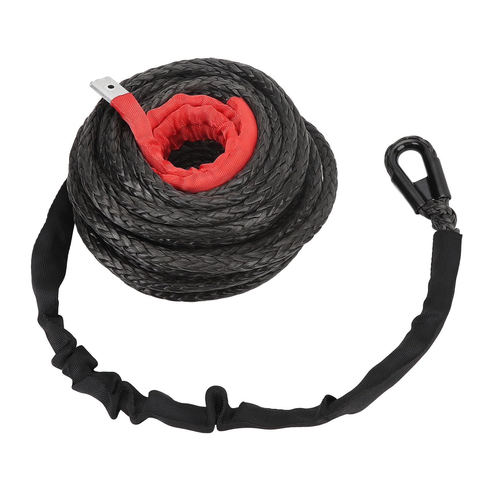 FILFEEL Syntetyczna Lina Wyciągarki z tuleją ochronną 9,5 Mm X 7,5 T Kabel o Wysokiej Wytrzymałości do Pojazdu Terenowego 4WD ATV UTV SUV