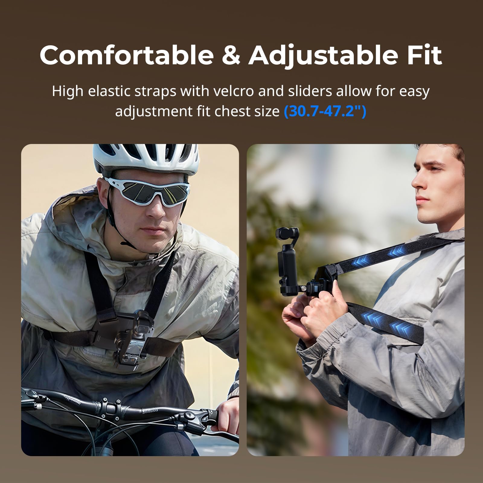 SMALLRIG Supporto pettorale a sgancio rapido con tracolla regolabile e blocco di sicurezza per DJI OSMO Pocket 4 3/Action 6/5 Pro/4/3, per GoPro 13/12/11, per Insta360 Ace Pro 2 e AKASO - 6050