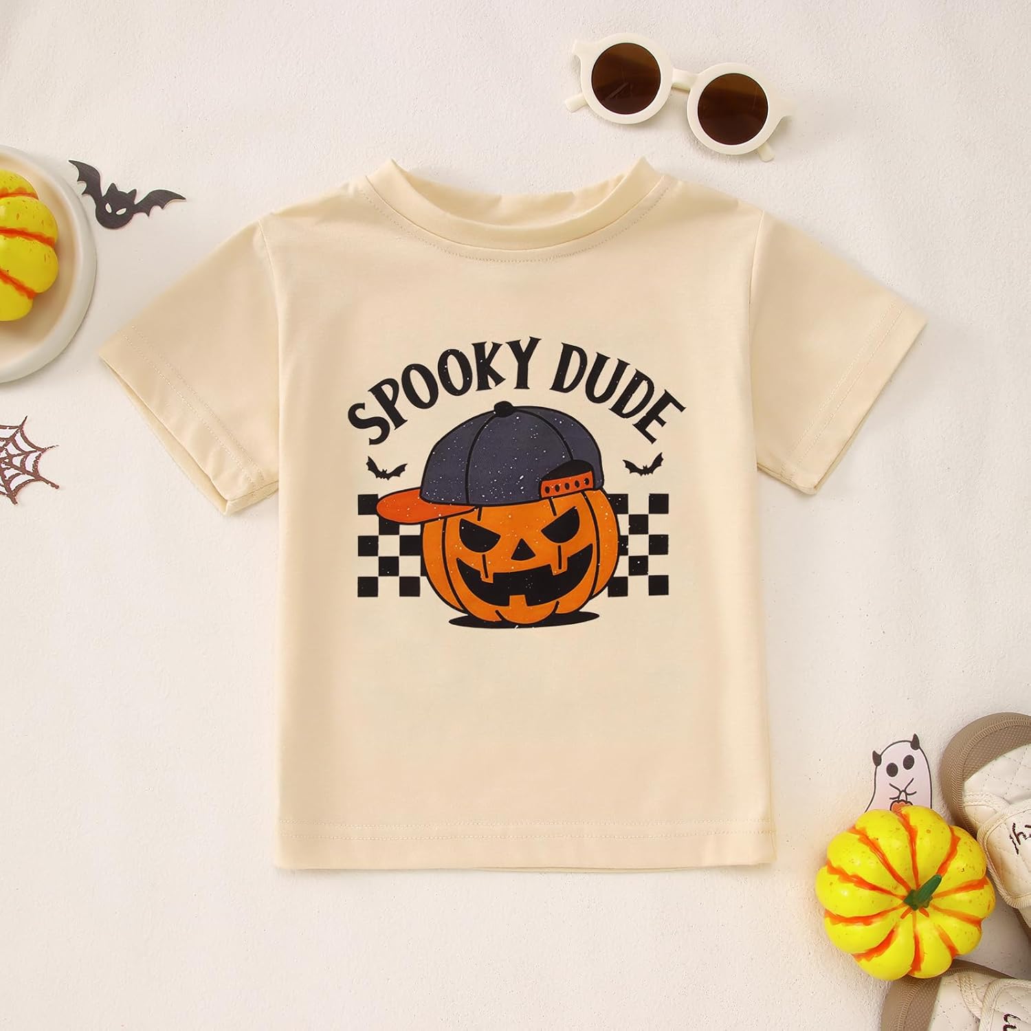 MODNTOGA Toddler Baby Boy Halloween Pumpkin Graphic T-Shirt Spooky Dude Letter Print Tee Tops Short Sleeve Cute Fall Clothes - Image 7