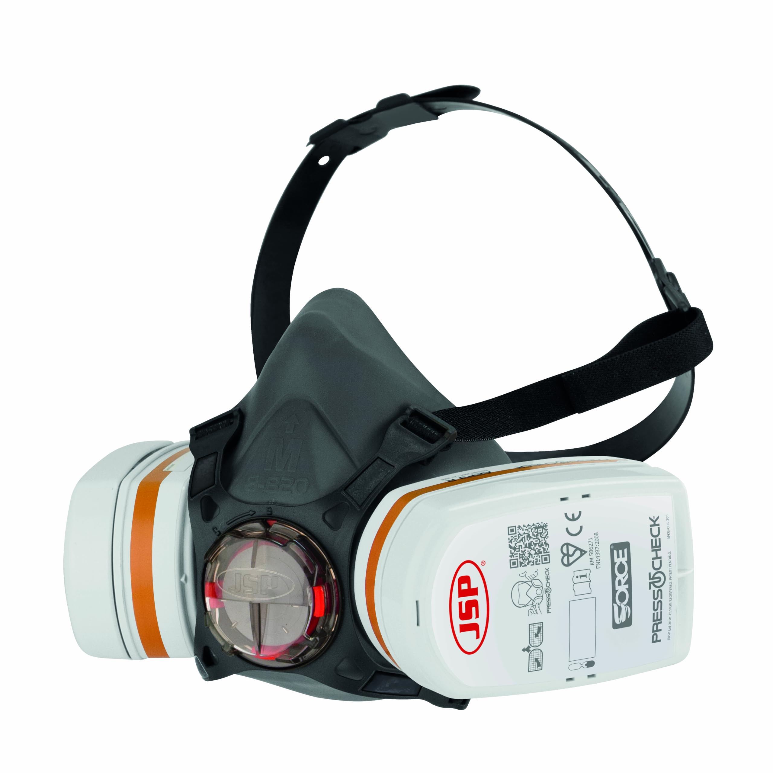 JSP FORCE 8 Semimáscara Respirador Reutilizable Filtros PressToCheck A2P3 | Protección pintura, disolventes, pesticidas, colas y polvo. Bricolaje e industria. UK. EN 140 & EN 14387.