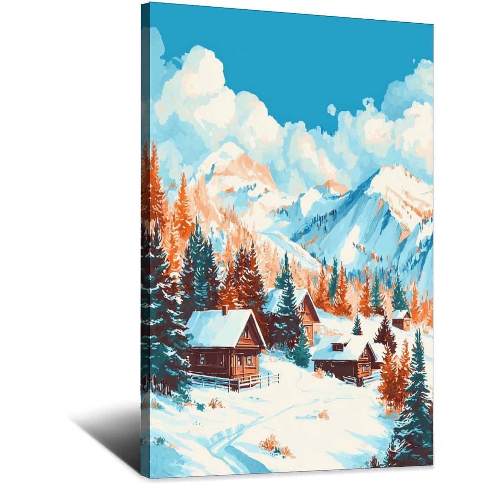 Meribel France Posters 24x36inch(60x90cm) Vintage Watercolor Canvas Art