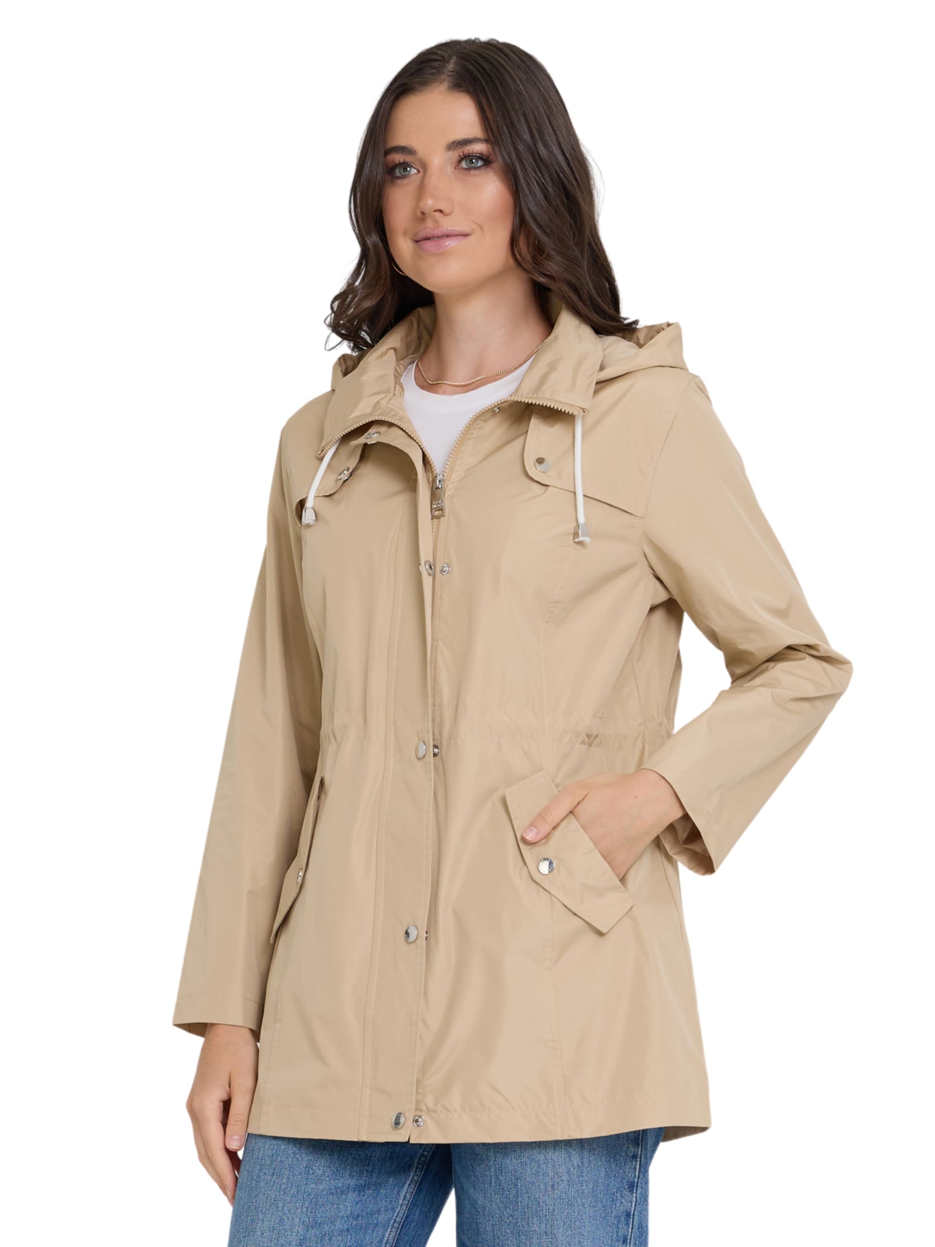 Steve Madden Rain Jacket Women - Waterproof with Hood Anorak Rain Coats for Women Windbreaker Plus Size XS-3X