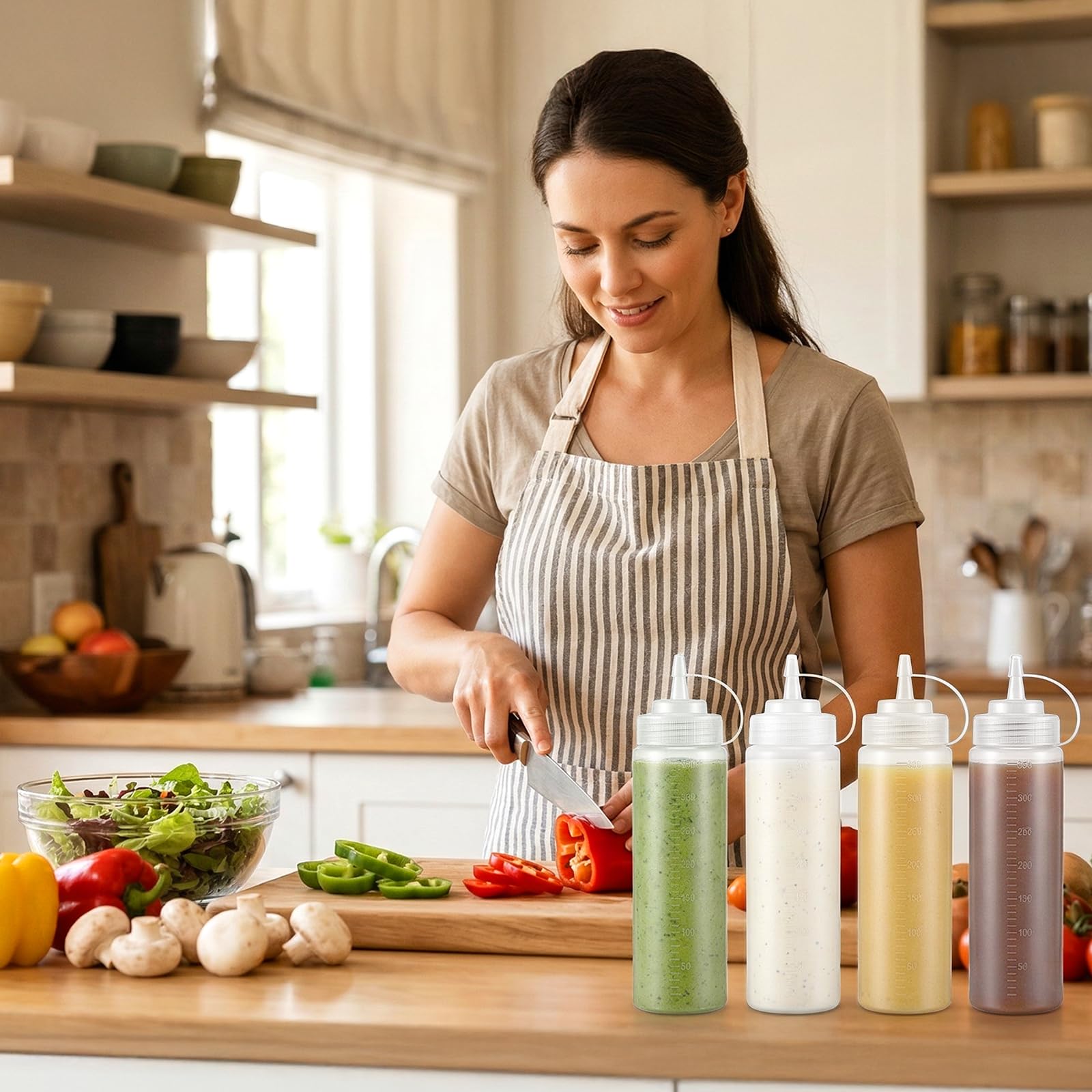 Bekith 12 Pezzi 360ml Bottiglie da Spremere in Plastica Flacone Dosatore con Tappi Dispenser di Condimenti Salsa ketchup Maionese Senape Olio Cucina